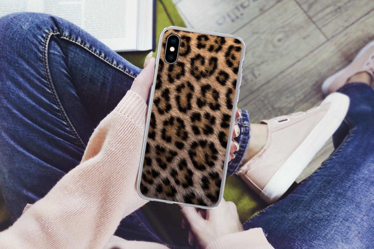 MuchoWow Handyhülle für Apple iPhone XS Panther Druck, Smartphone-Bumper, Print, Handy Schutzhülle Dünn