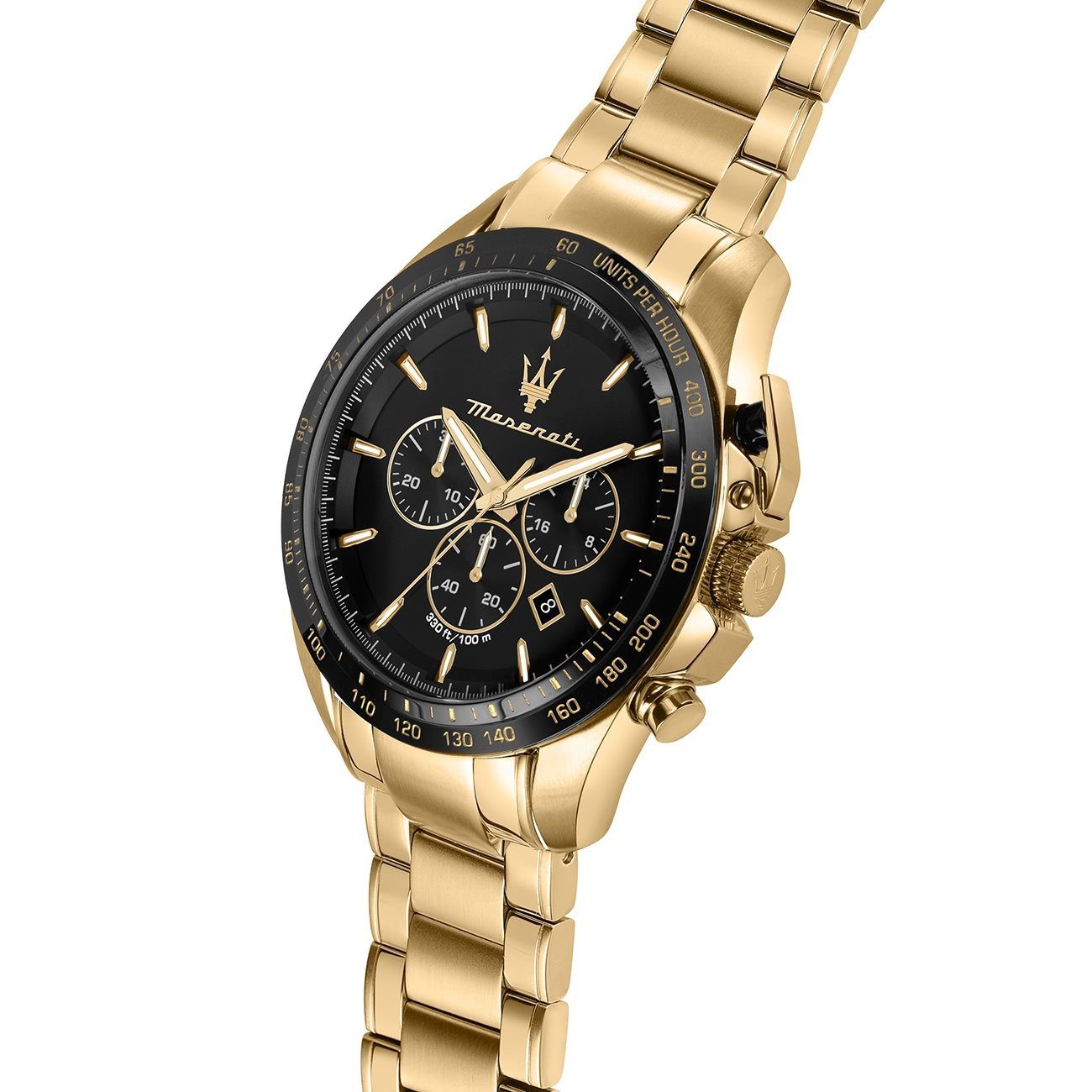 MASERATI Quarzuhr Maserati Herren Uhr Chronograph, (Chronograph), Herrenuhr rund, groß (ca. 45mm) Edelstahlarmband, Made-In Italy
