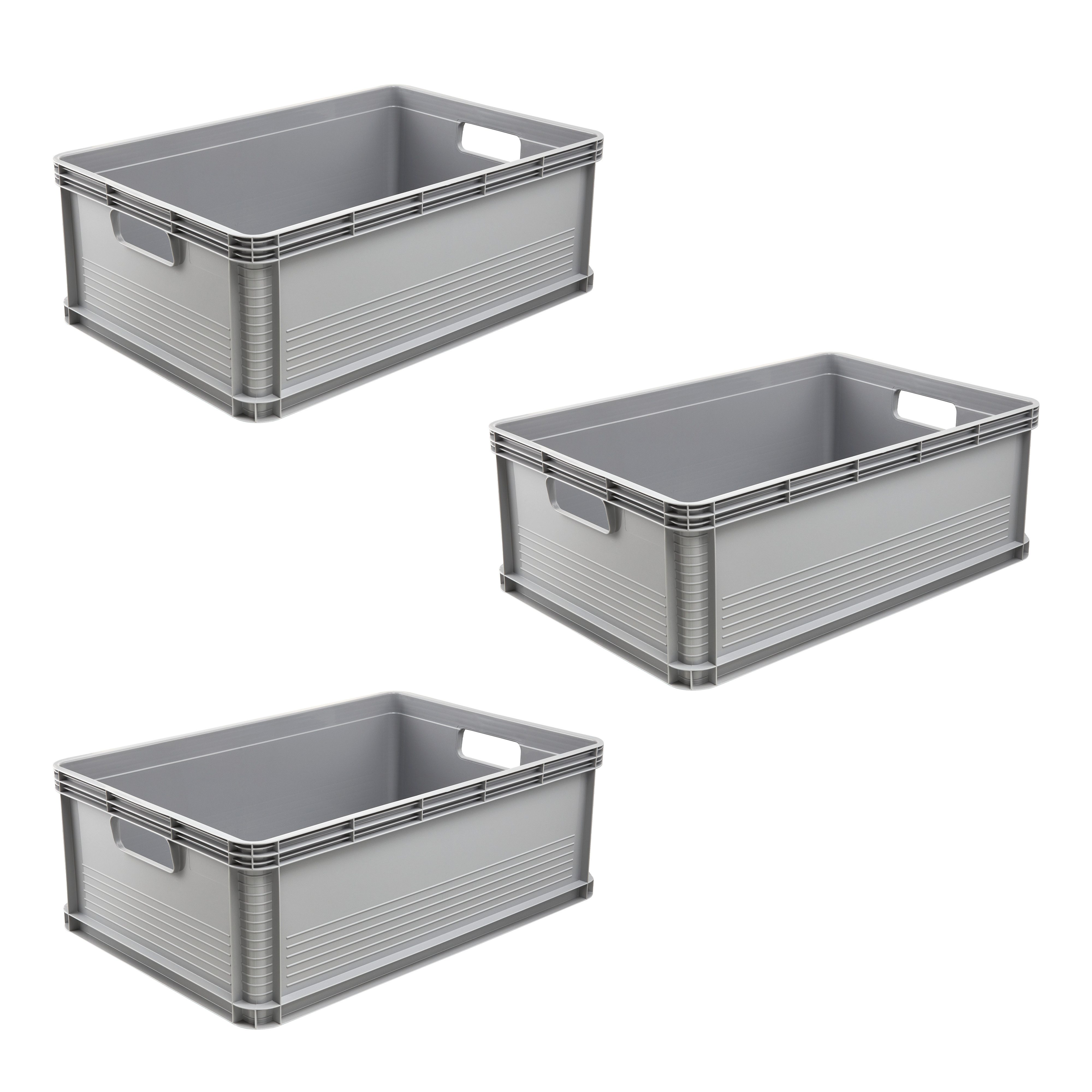 keeeper Transportbehälter Transportbox robert, 3er Set, 45 L, 60 x 40 x 22 cm, (Set, 3-St), säure- und laugenbeständig, 60 kg Tragkraft