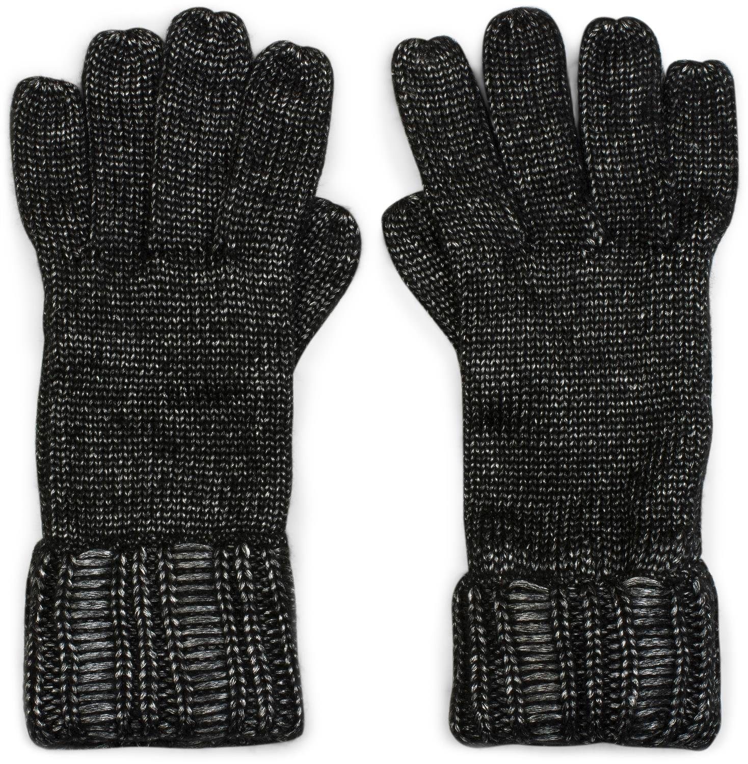 Schwarz Handschuhe styleBREAKER Glänzende meliert Strick Strickhandschuhe