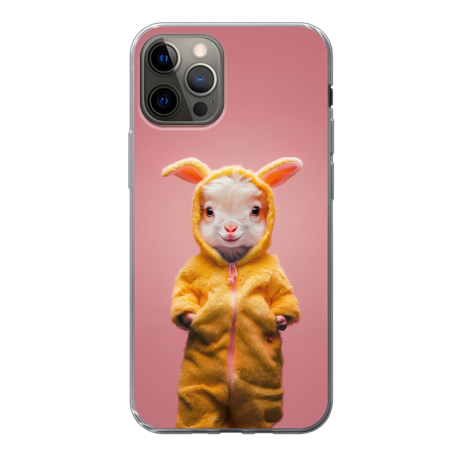 MuchoWow Handyhülle für Apple iPhone 13 Pro Kostüm - Ziege - Osterhase, Smartphone-Bumper, Print, Handy Schutzhülle Dünn