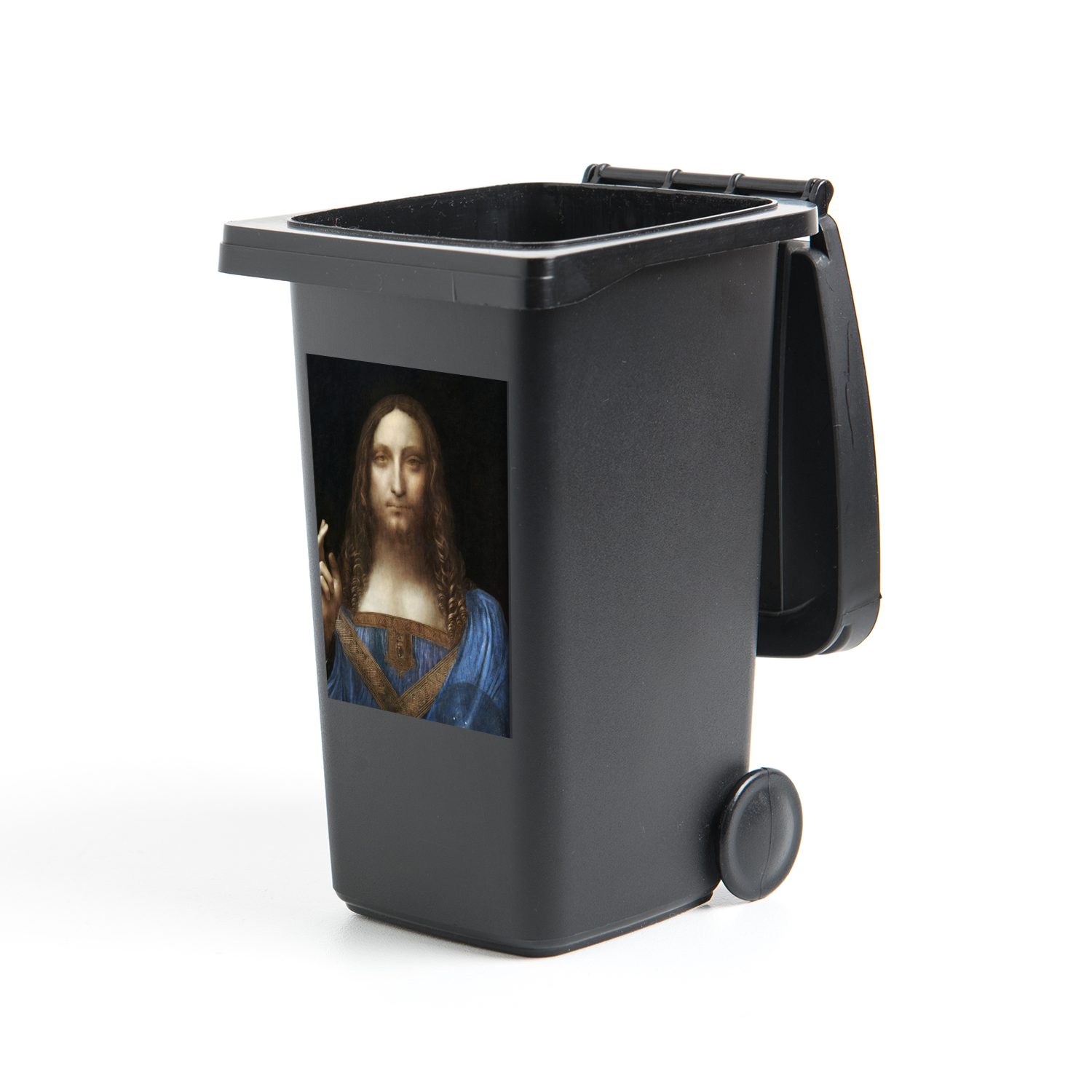 MuchoWow Wandsticker Salvator Mundi - Leonardo Da Vinci (1 St), Mülleimer-aufkleber, Mülltonne, Sticker, Container, Abfalbehälter