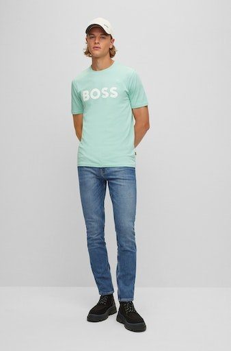 Slim-fit-Jeans mit BOSS am hinteren Bundabschluss BC-L-C Leder-Markenlabel Delaware ORANGE