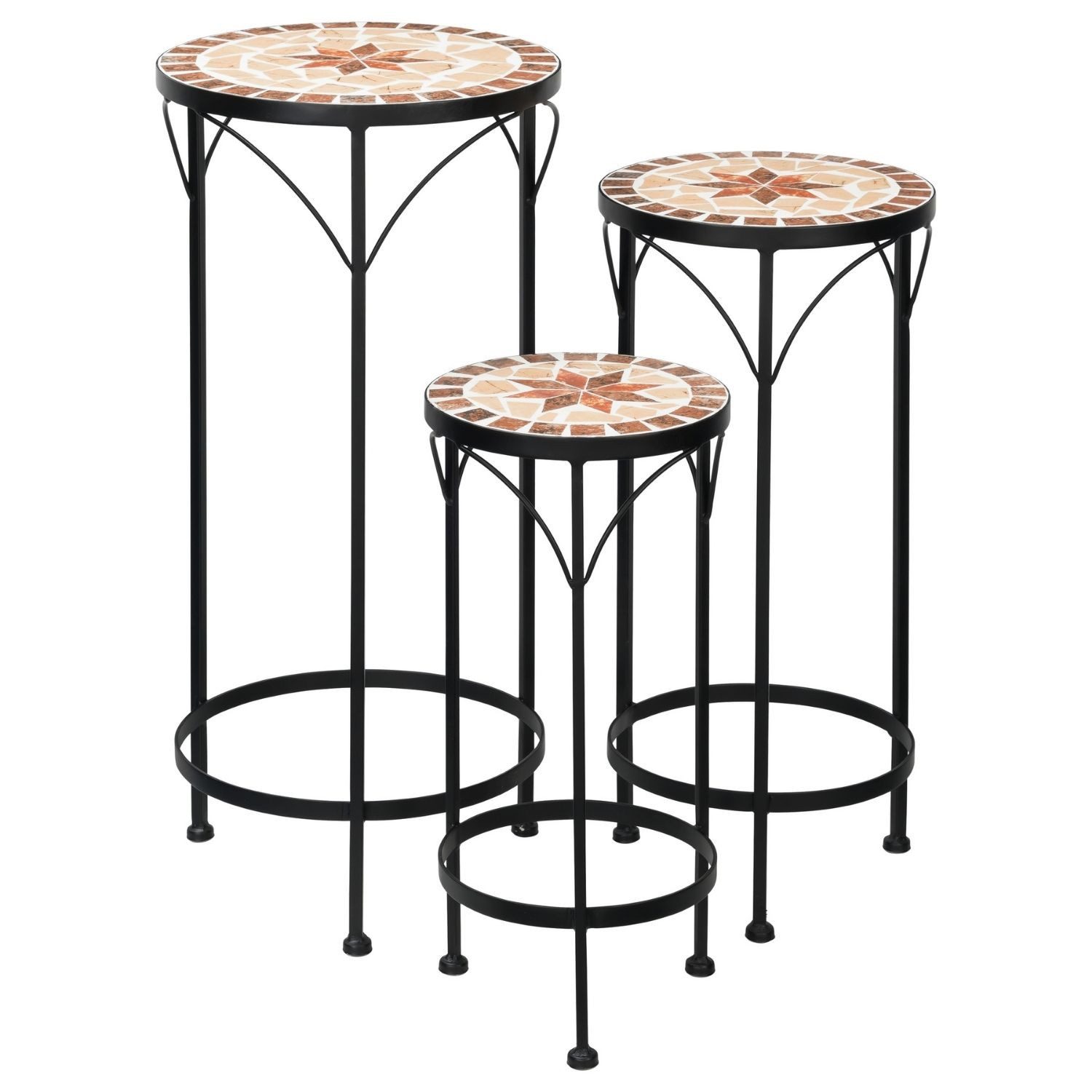 Blumenhocker Mosaik Beistelltisch Balkon Metall Pflanzenregal Blumenständer