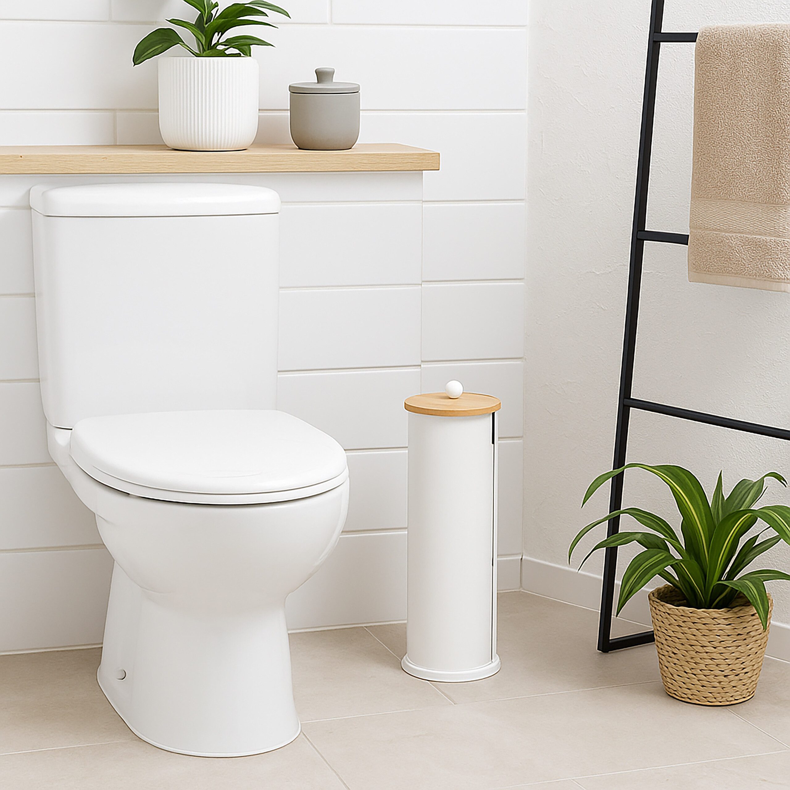 relaxdays Toiletten-Ersatzrollenhalter Toilettenpapier Aufbewahrung 3 Rollen, weiß