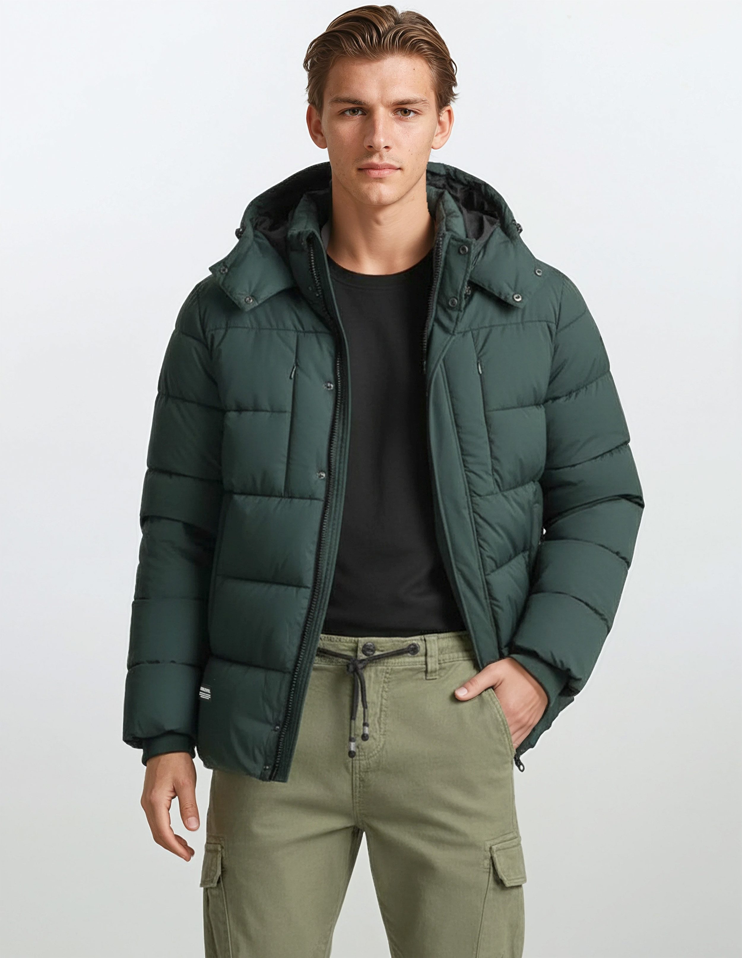 SUBLEVEL Steppjacke Herren Winterjacke Übergangsjacke Jacke Warm Modern mit Kapuze
