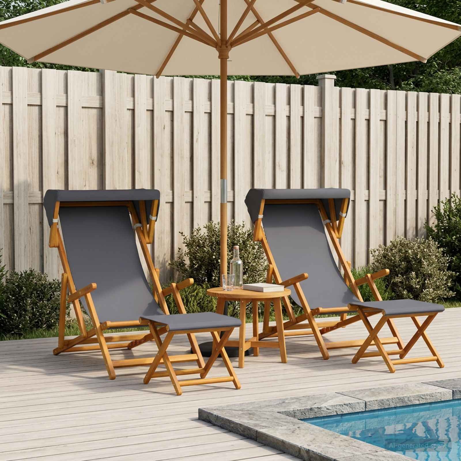 vidaXL Gartenliege Liegestuhl 4 pcs 3 Position Massives Eukalyptus Holz Grau, 4 St.