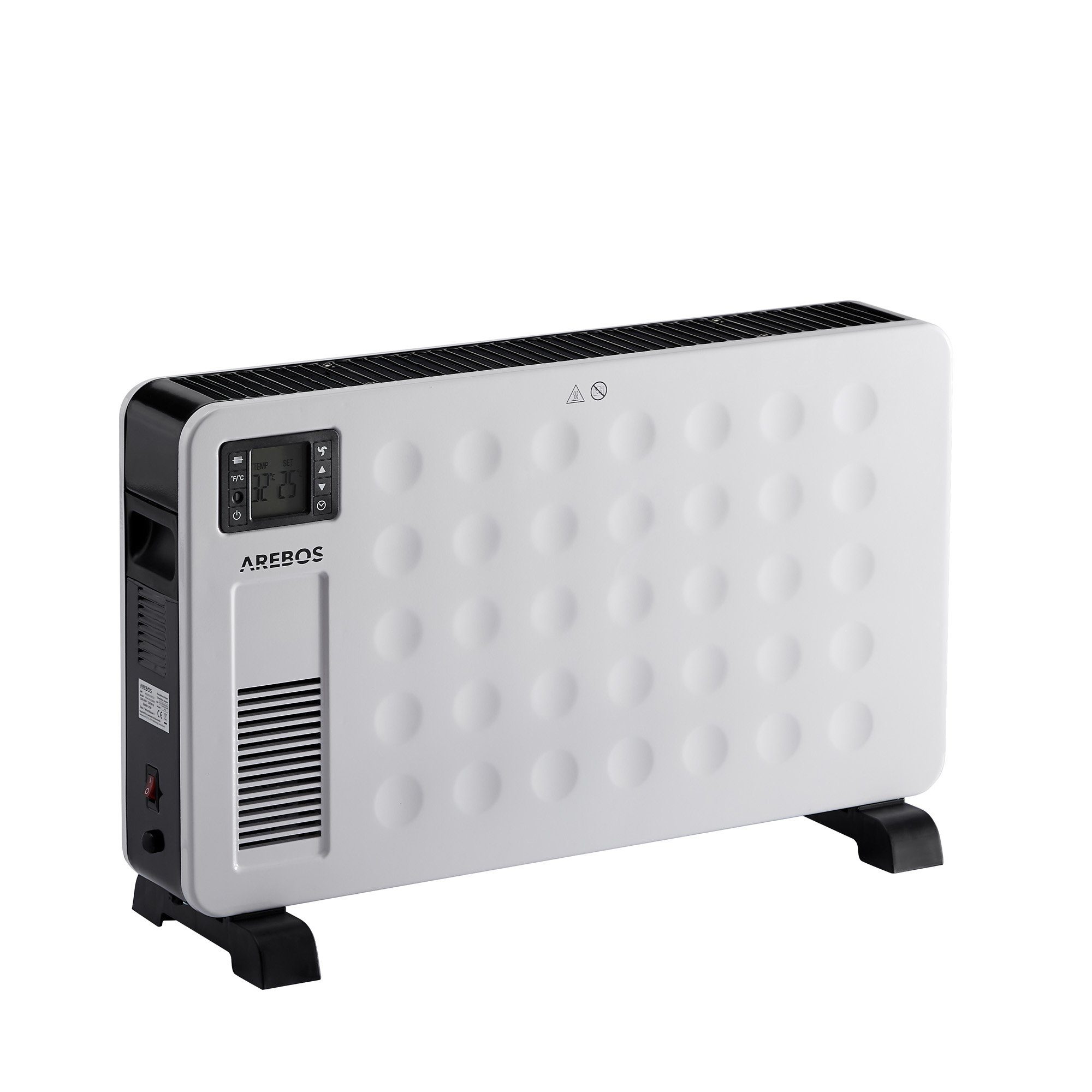 Arebos Konvektor 2300 W 3 Heizstufen, integriertes Thermostat, Inkl. Fernbedienung, Überhitzungsschutz, LCD-Display Timer mobiles Heizgerät