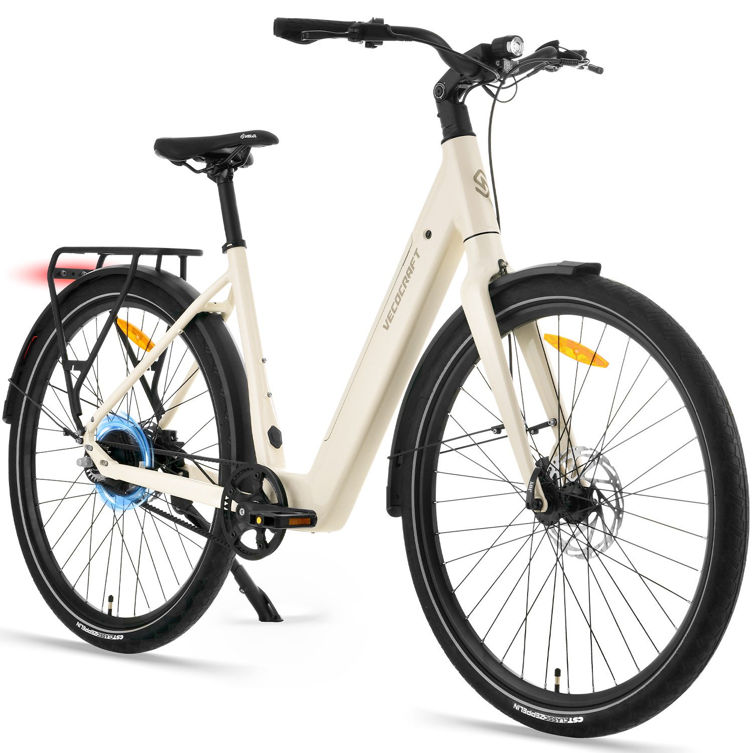 VECOCRAFT E-Bike Cityrad 28 Zoll 360Wh Stufenlose Gangschaltung Torque Sensor LUNA2.0, Heckmotor, 360 Wh, (60-100 km), 45Nm,36V 10AH,Trekkingrad für Damen und Herren,GATES CDN-Riemenantrieb
