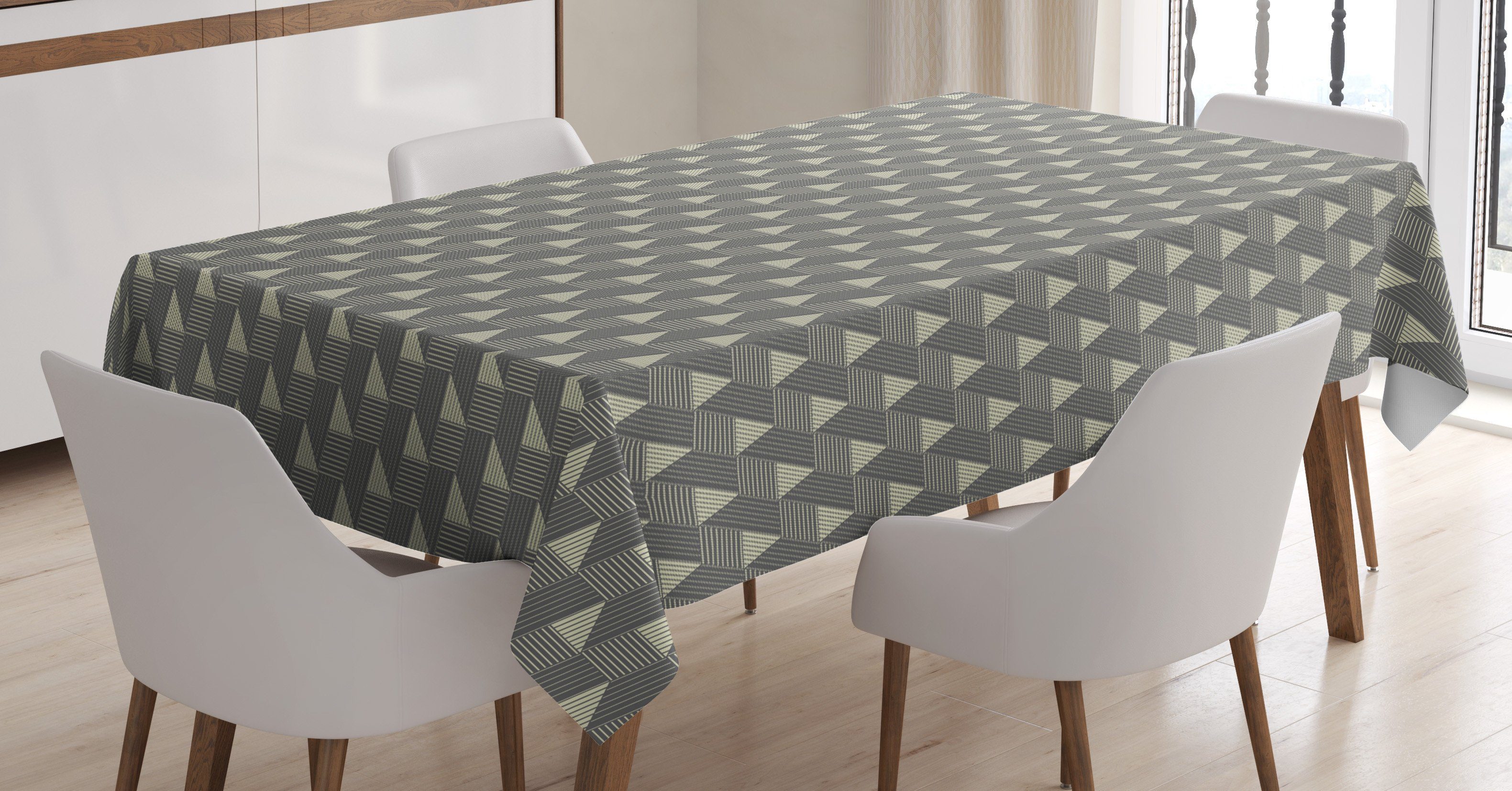 Farben, Waschbar den Geometric Bereich Abakuhaus Außen Tischdecke Für Abstrakt grau geeignet Triangles Farbfest Klare