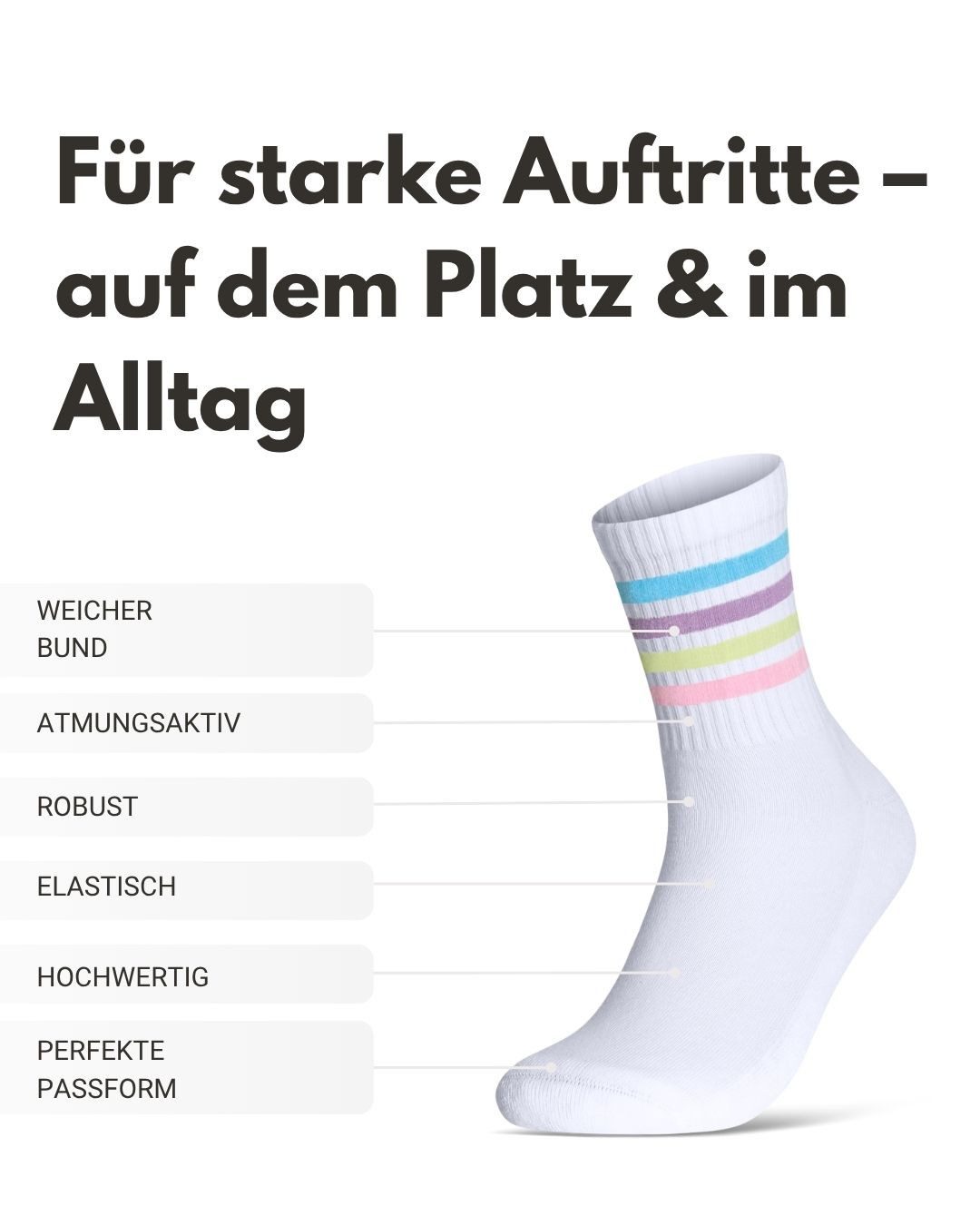sockenkauf24 Tennissocken Damen Sportsocken Premium Retro Crew Socken mit Komfortbund (6-Paar) verstärkte Ferse & Fußspitze, gepolsterte Sohle, gekämmte Baumwolle