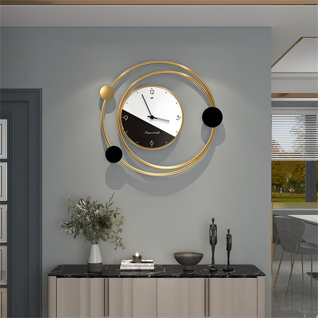 Moderne Wanduhr, stille Eingangs-Wanduhr, einfache Uhr dekorative DÖRÖY Wanduhr 51cm