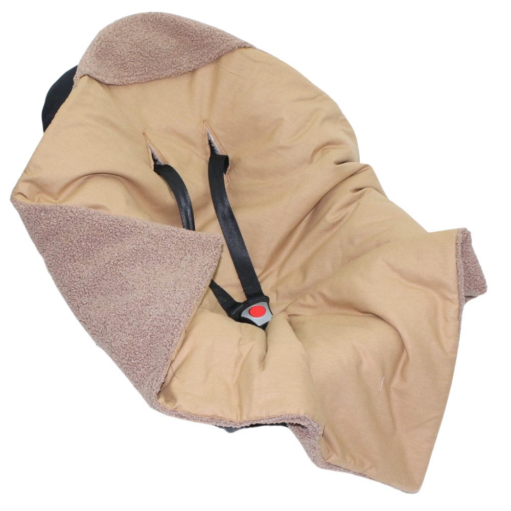 Einschlagdecke Bouclé mit Kapuze für Babyschale weiche Babydecke für Baby Schale, Primawela