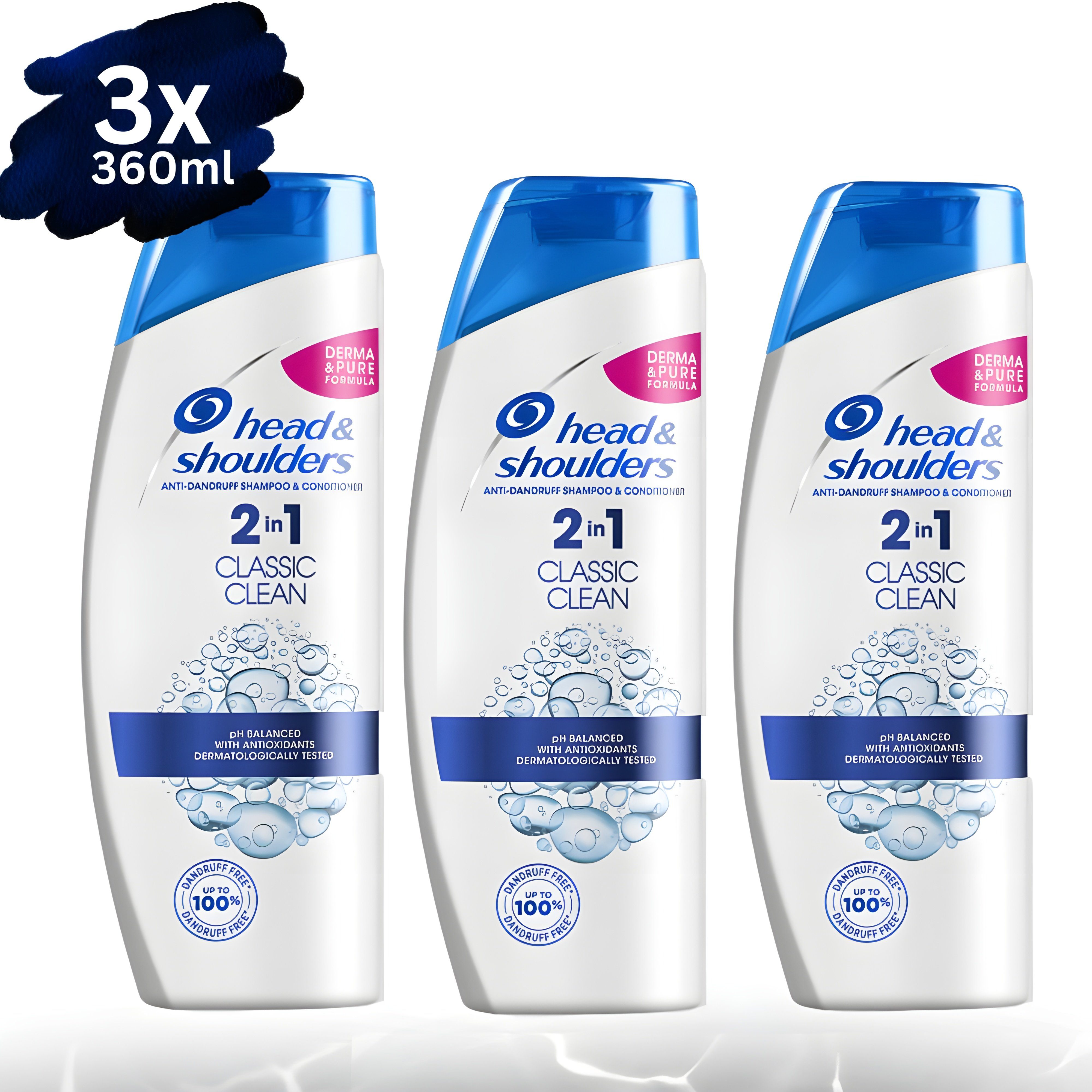 Head and Shoulders Haarshampoo 2in1 Anti Schuppen, 1er 3er 6er - Pack, 360 ml, Citrus, Classic, Menthol, Volume