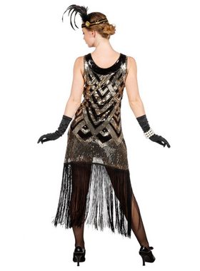 Metamorph Kostüm Goldenes 20er Jahre Abendkleid, Schimmerndes Flapper-Kleid für Deine Charleston-Tanzeinlage