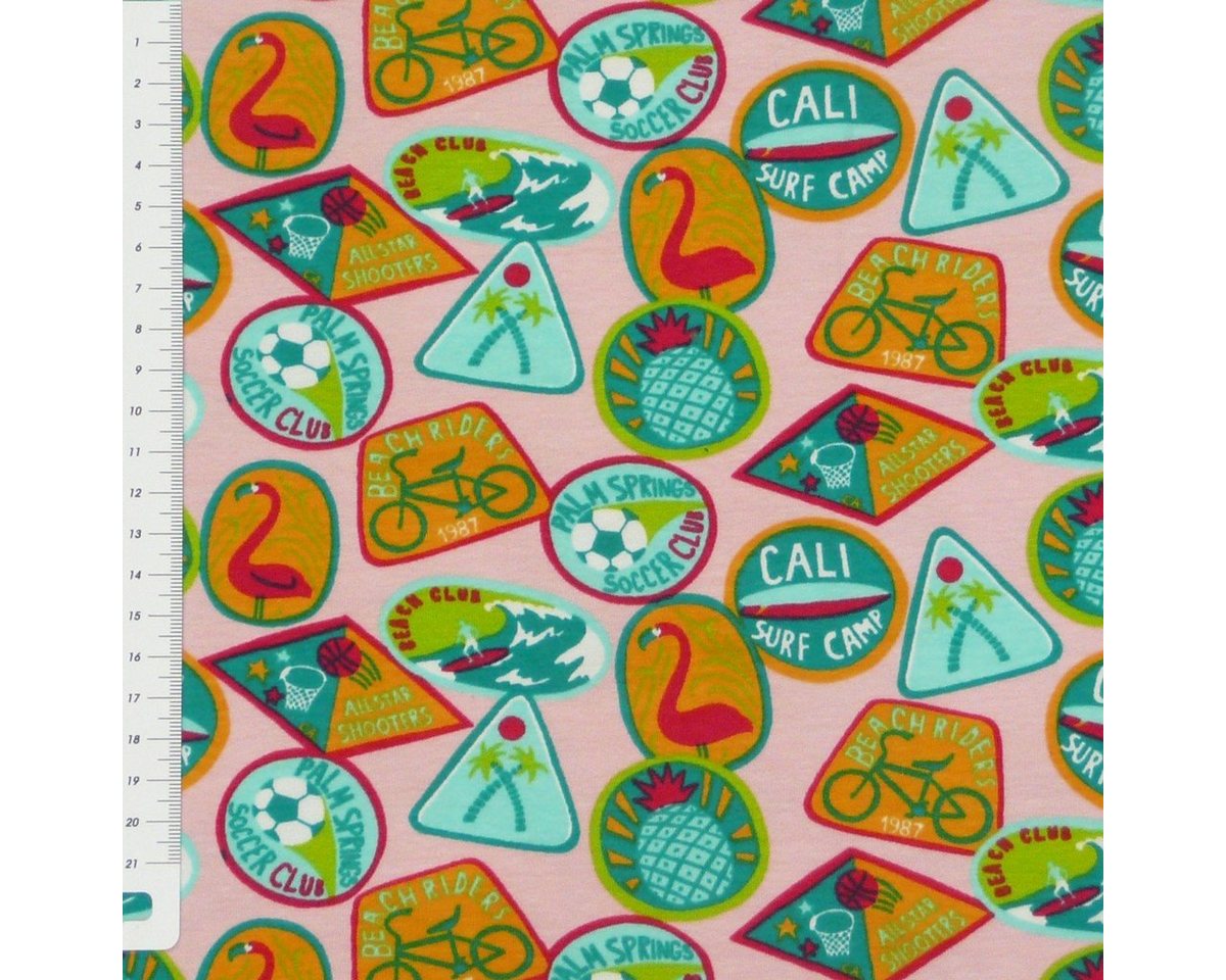 Thumbnail - SCHÖNER LEBEN. Stoff Jersey Stoff Palm Springs Flamingo rosa