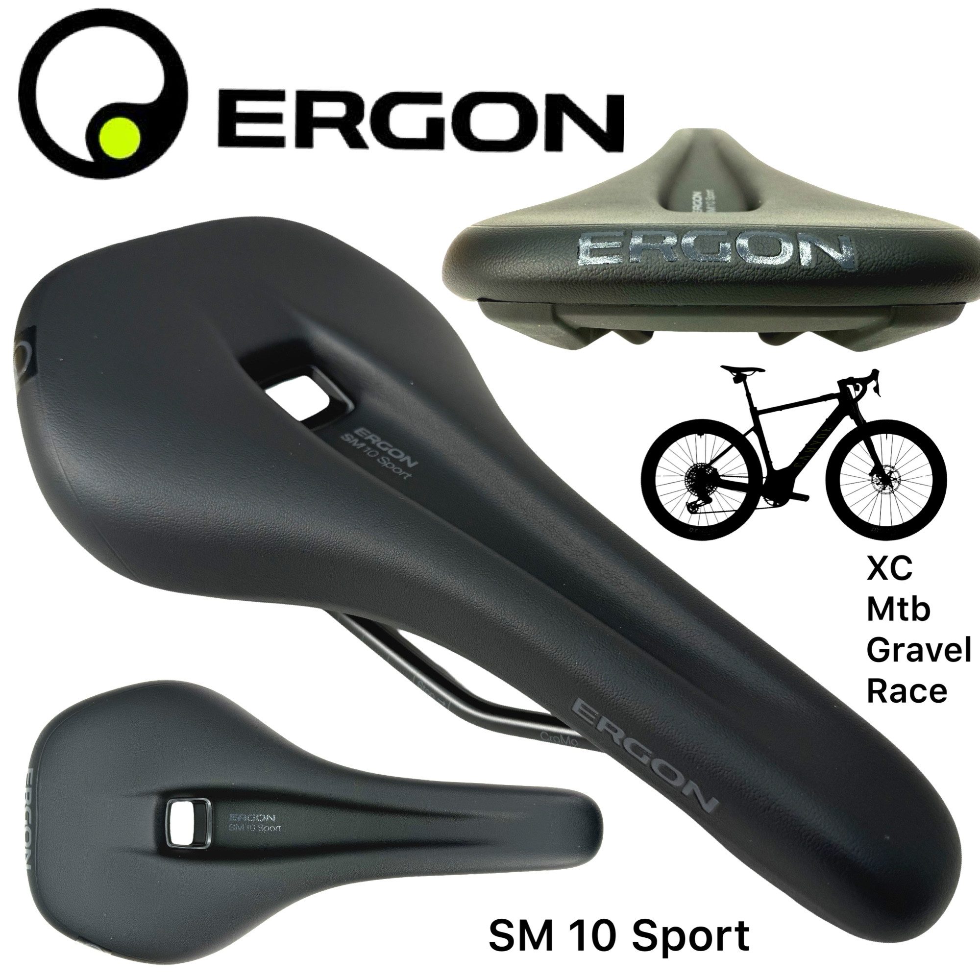 Ergon Fahrradsattel Ergon Fahrrad SM 10 Sport Men S/M MTB Tour Ebike Ergo Sattel Schwarz