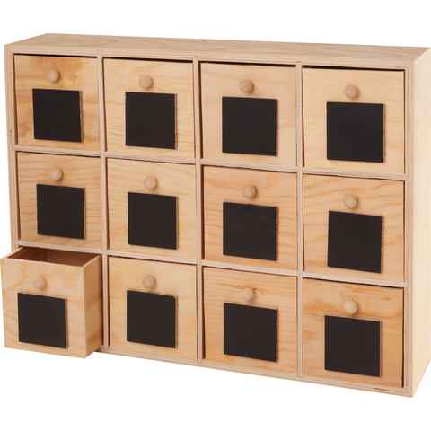 VBS Aufbewahrungsbox Mini-Kommode Tafelfront, 12 Schübe 31,5 cm x 24 cm