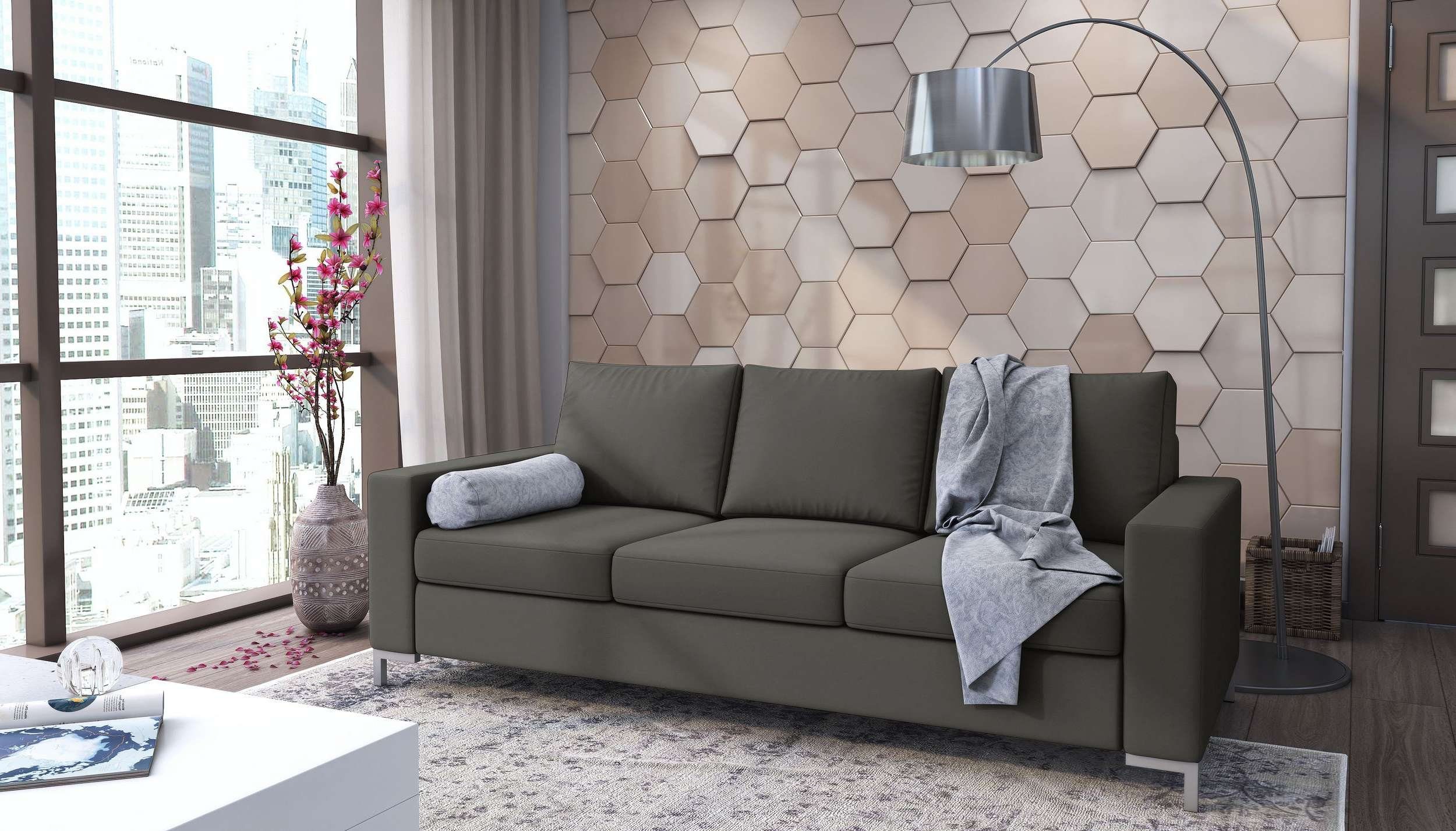 Stylefy 3-Sitzer Ari, 3-Sitzer, Sofa, im und Design, Armlehnen Modern made mit Raum Rückenlehne, Europa stellbar, Sitzkomfort, in frei