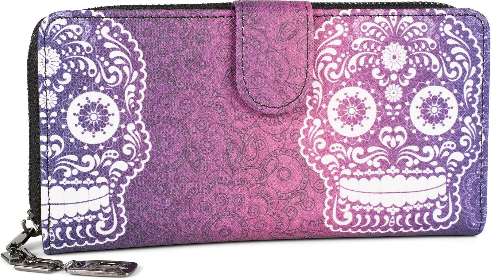 styleBREAKER Geldbörse (1-tlg), Große Geldbörse Sugar Skull Totenkopf