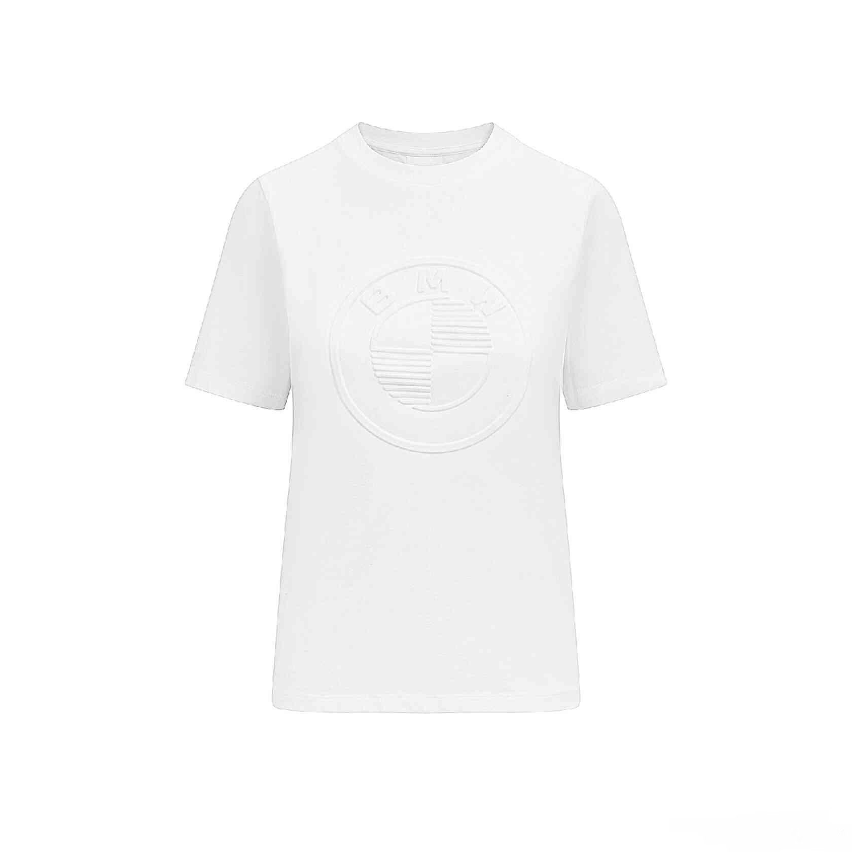 BMW T-Shirt BMW Damen T-Shirt Embossed Logo Geprägt Jersey Weiß Shirt