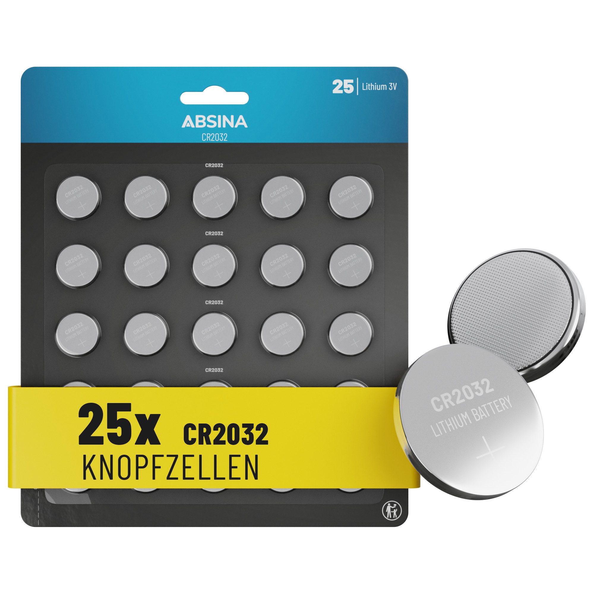 ABSINA Knopfzellen CR2032 3V 5x 5er Pack - Батареи mit langer Haltbarkeit Knopfzelle, (1 St)