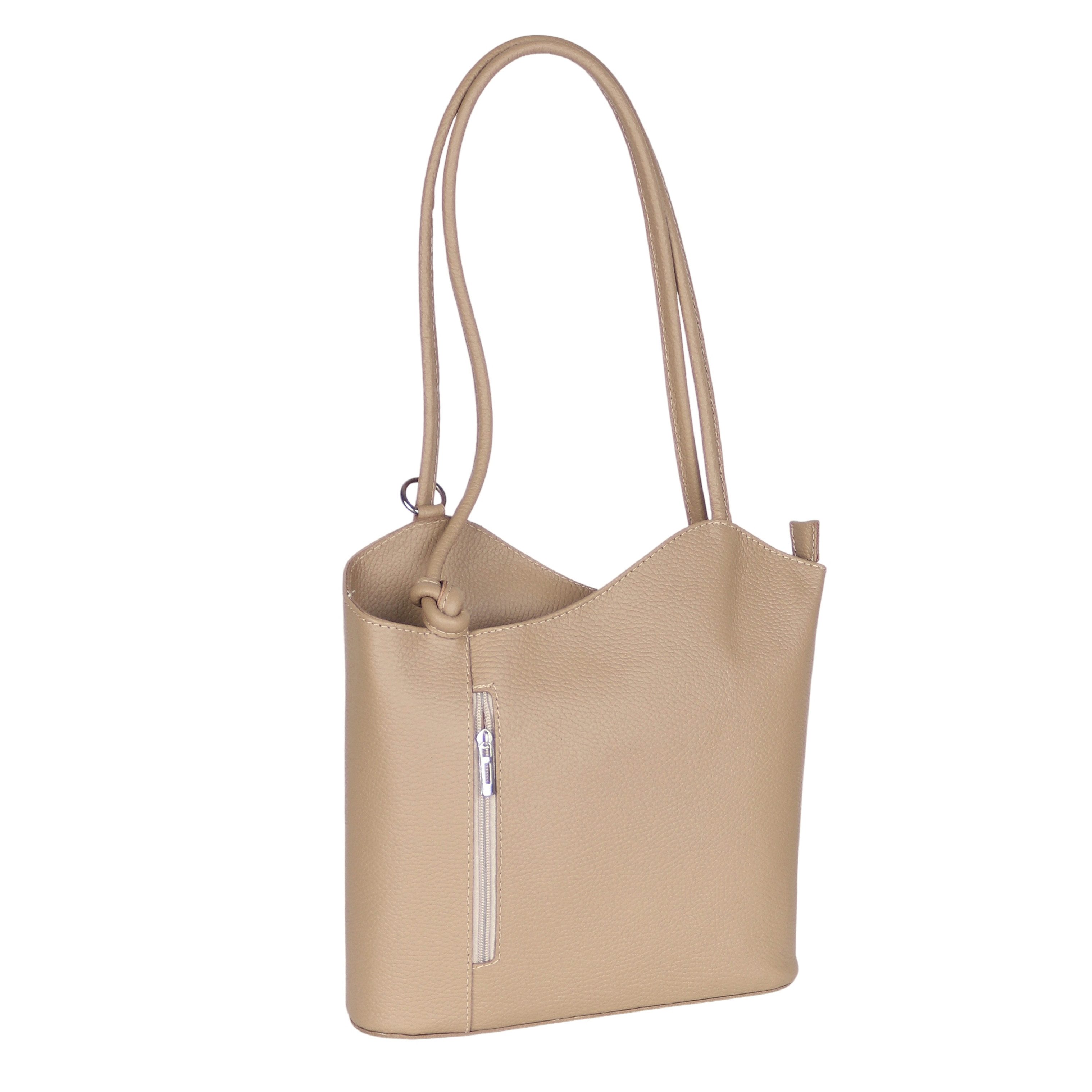 Umhängetasche aus Echtleder, Made in Italy, Schultertasche auch als Rucksack 2 in 1