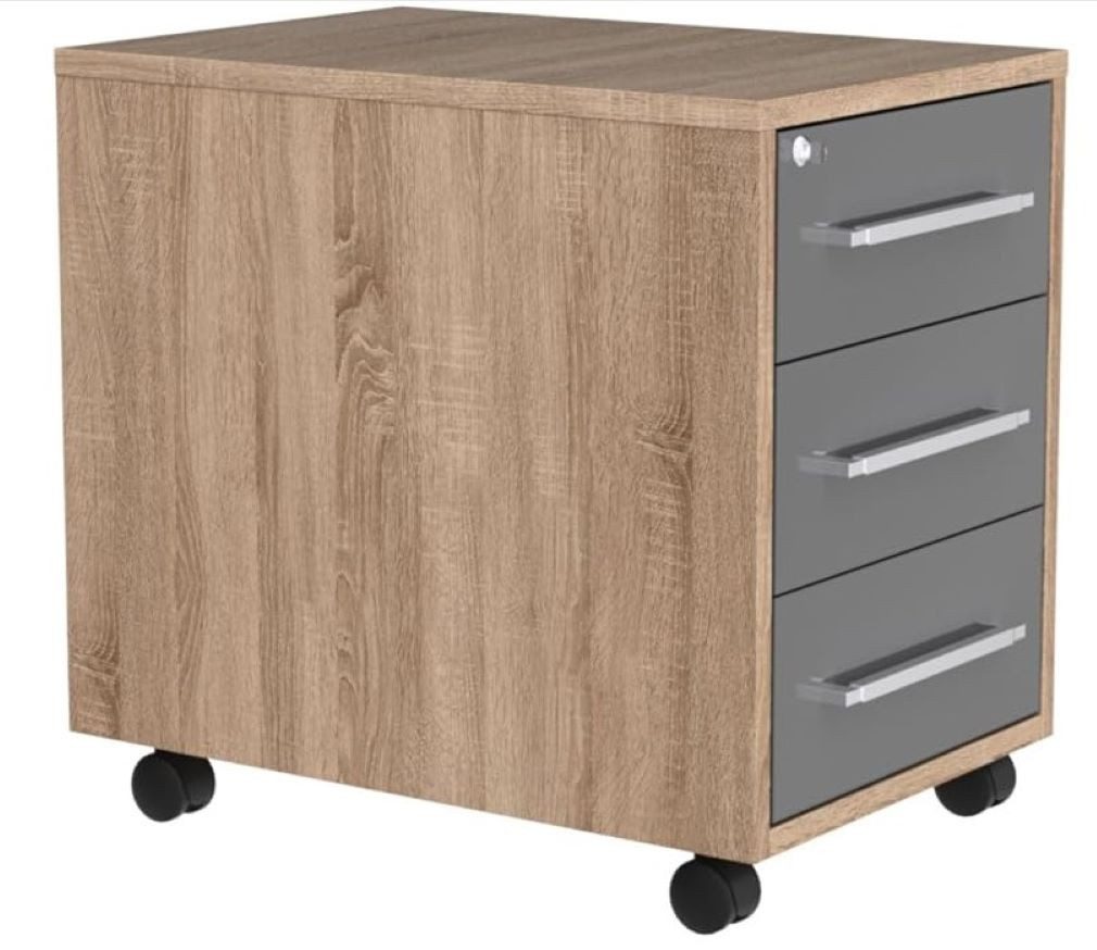 Maja Мебель Rollcontainer 1716 3-Schub, Edelbuche, Fronten weiß hochglanz