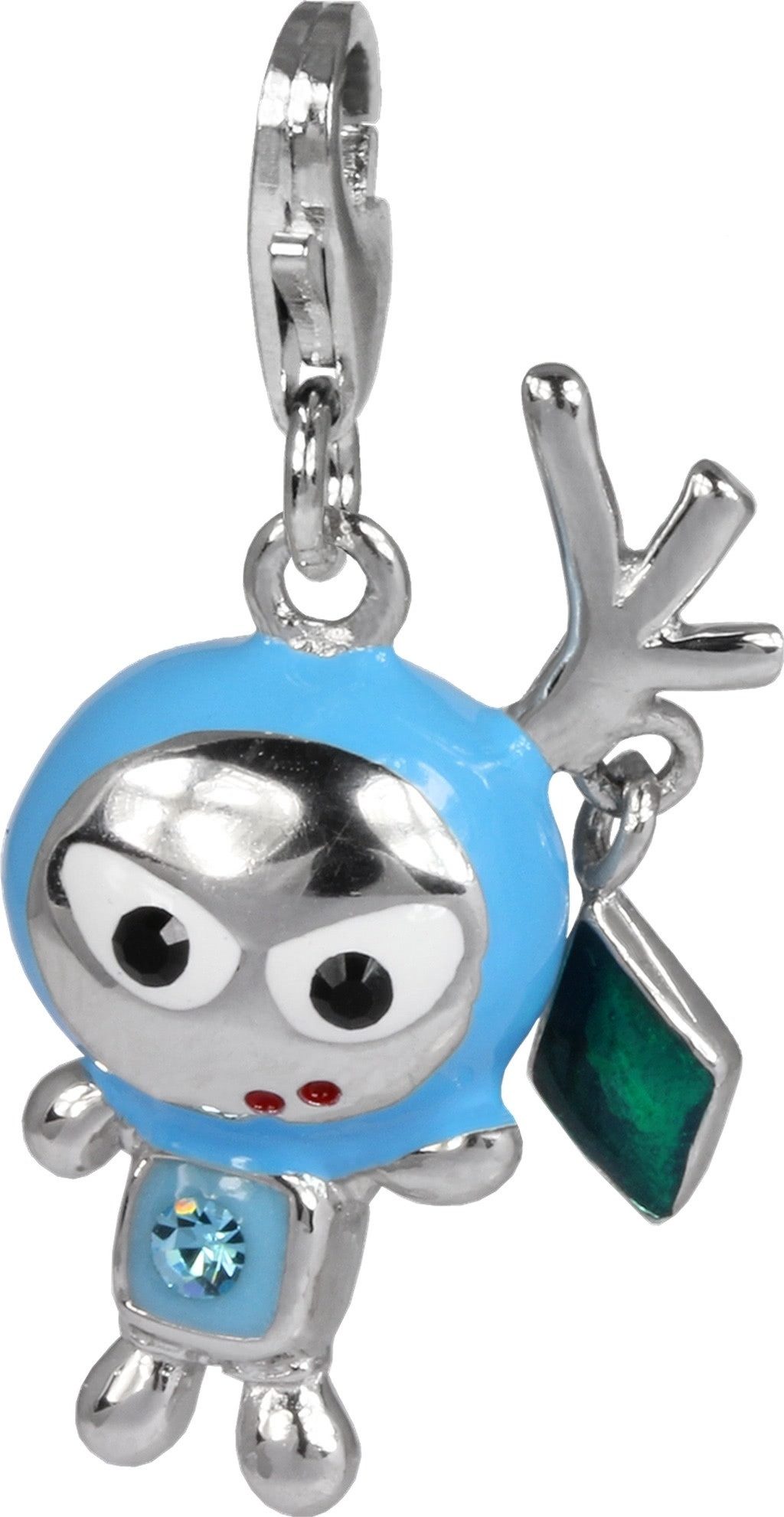 SilberDream Charm-Einhänger SilberDream hellblau Charm SpaceBodo, Charmsanhänger SpaceBodo, 925 Sterling Silber, Farbe: hellblau