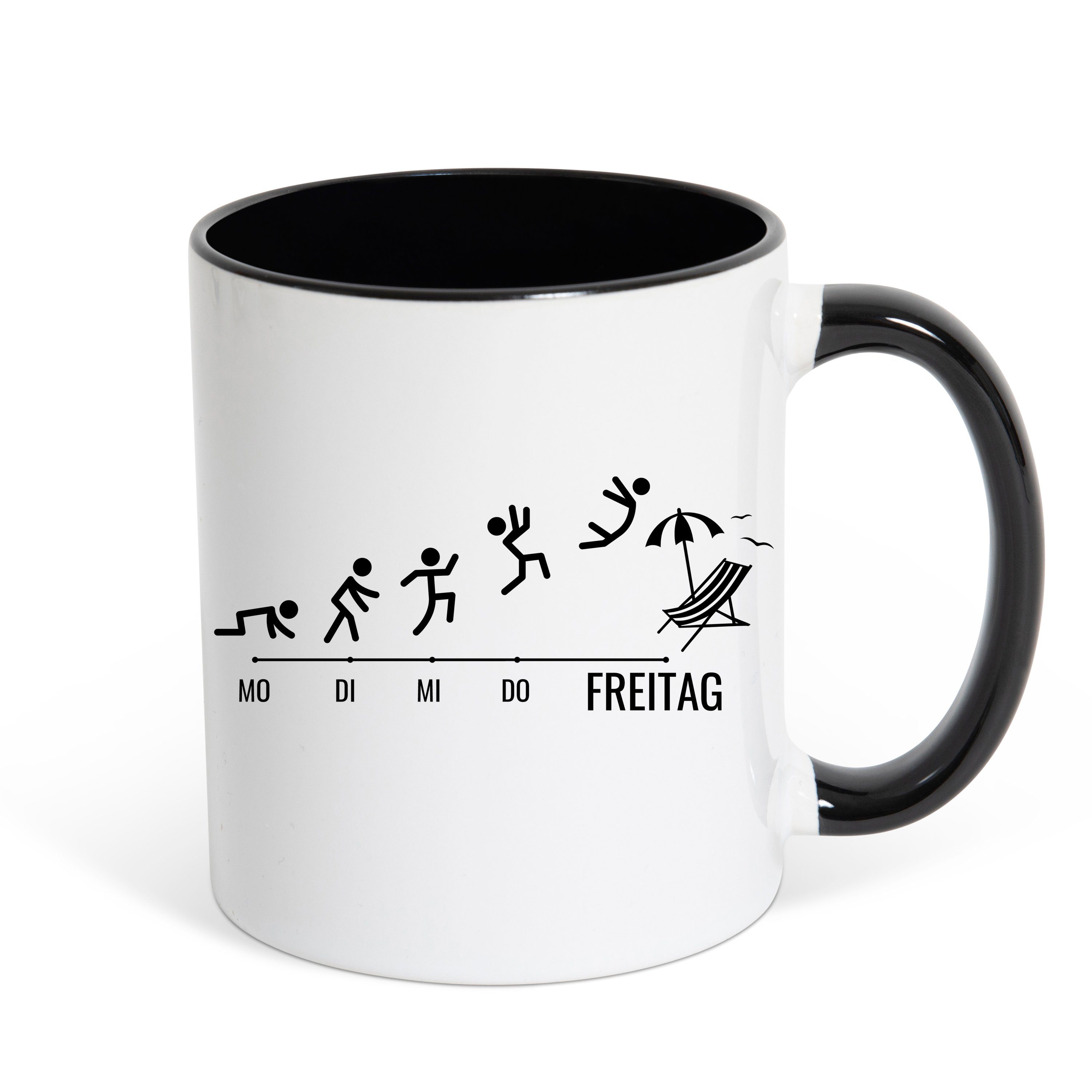 Youth Designz Tasse Freitag Kaffeetasse Geschenk, Keramik, mit lustigem Print Weiß/Schwarz