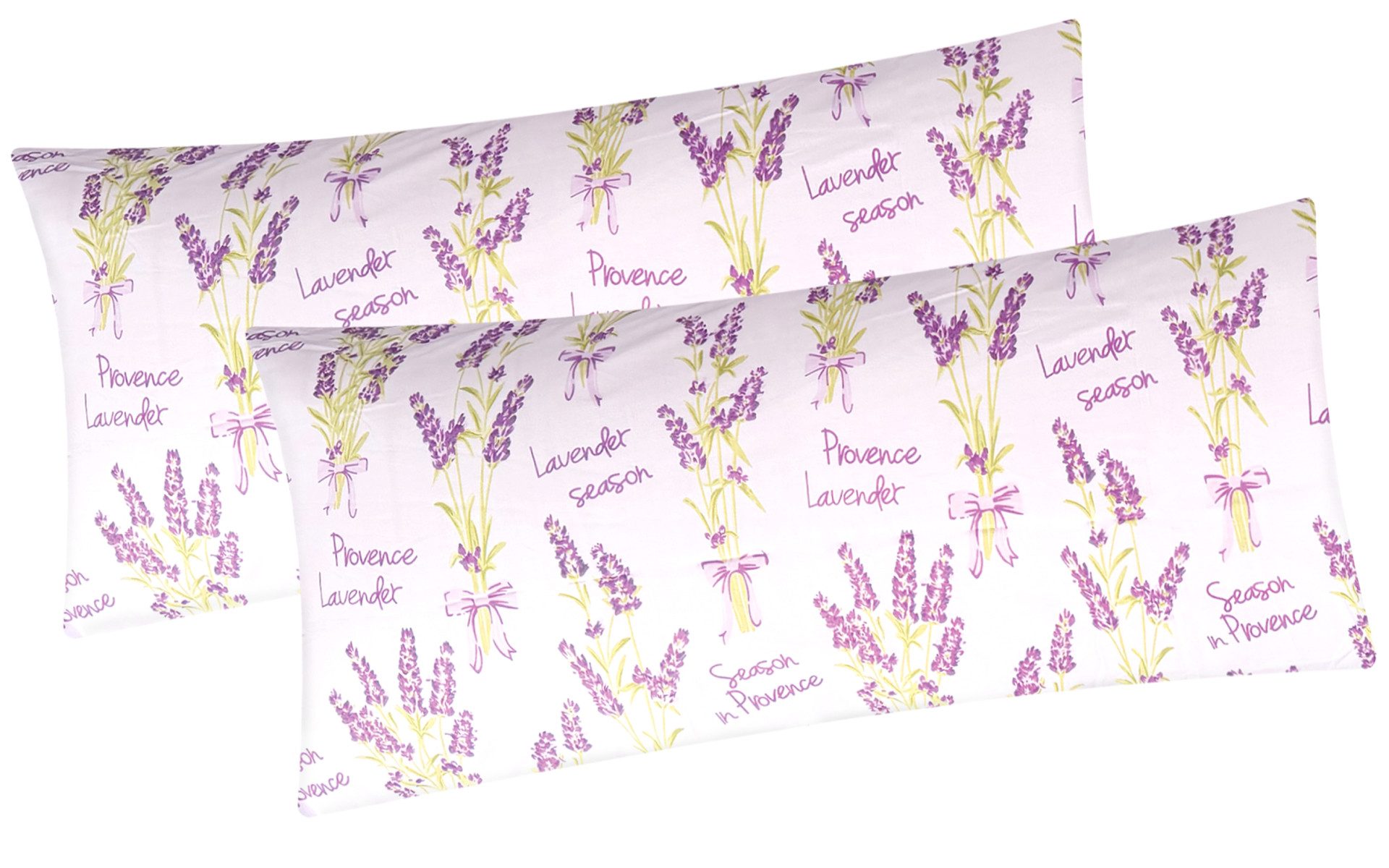 Heubergshop Kissenbezug, (2 Stück), 2er Set 40x80cm Blumen Geblümt Baumwolle (KY-Lavendel-mit-Text-40x80)