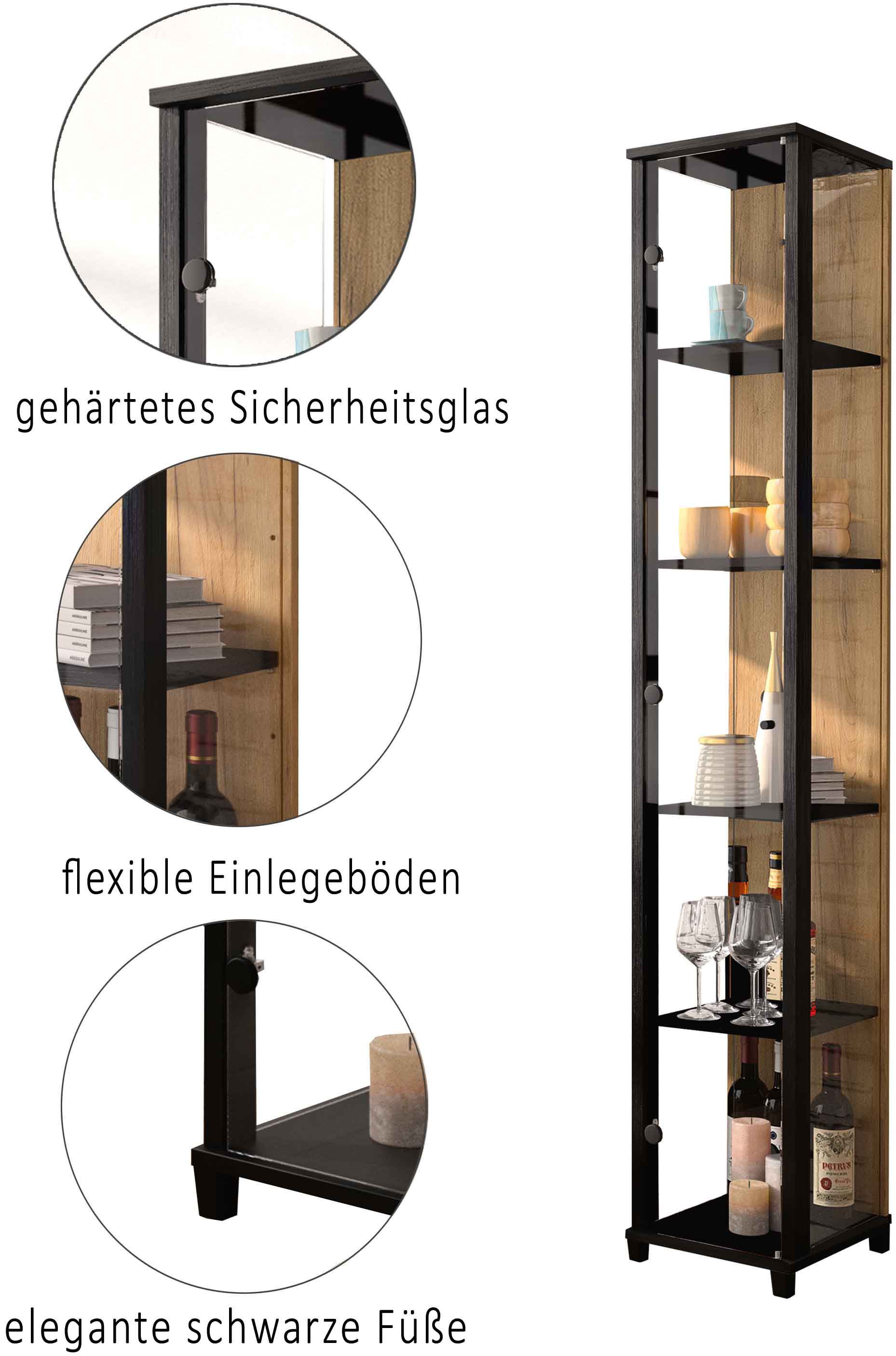 fif möbel Vitrine OPTIMA Standvitrine, Vitrinenschrank, Glasvitrine, Sammlervitrine