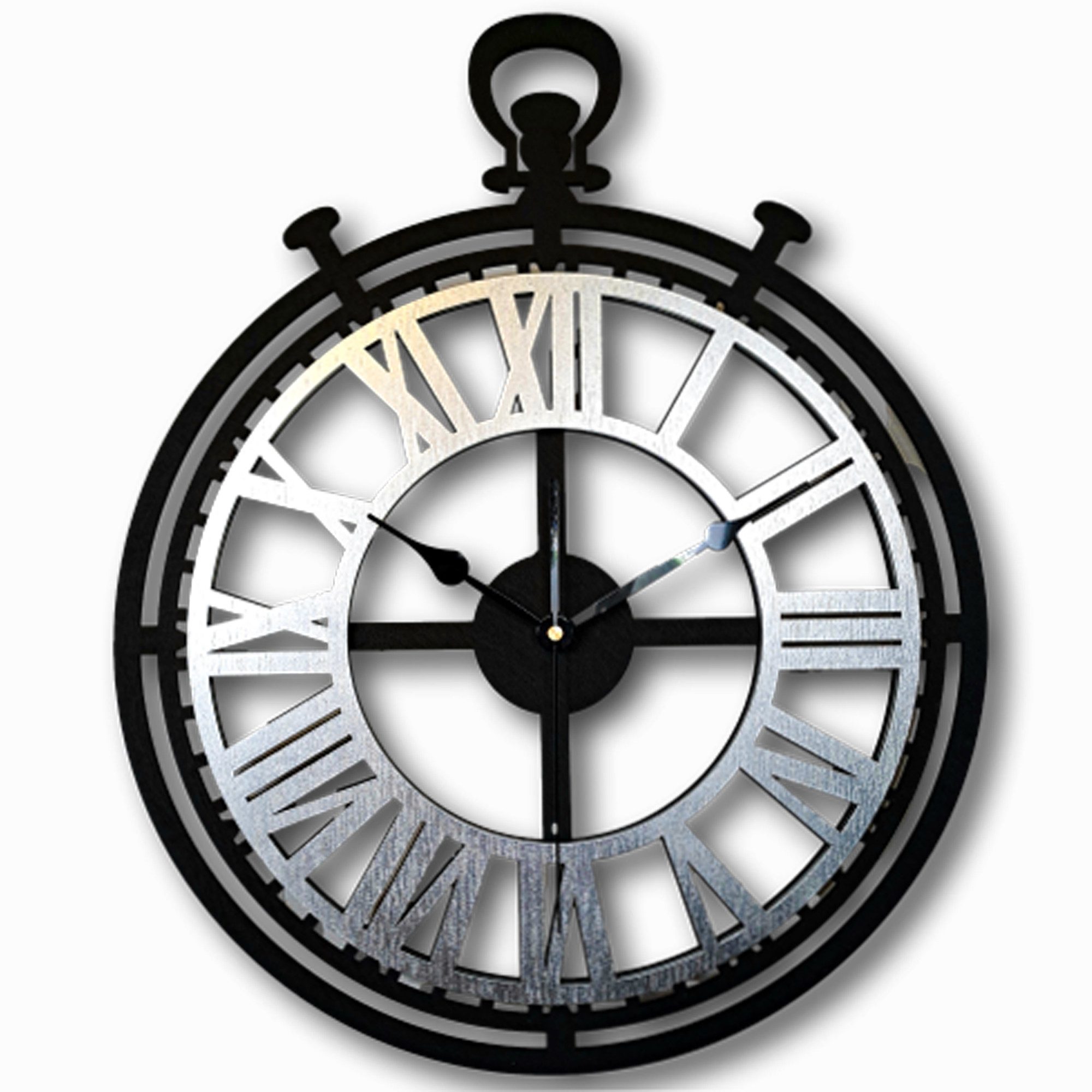 ORNAMENTI Wanduhr Grosse, vintage, hingucker Wanduhr, Holz, römisch, römische Ziffern (ohne Ticken, Wanddeko, Holzdeko, 3 Größen 40, 50, 60 cm)