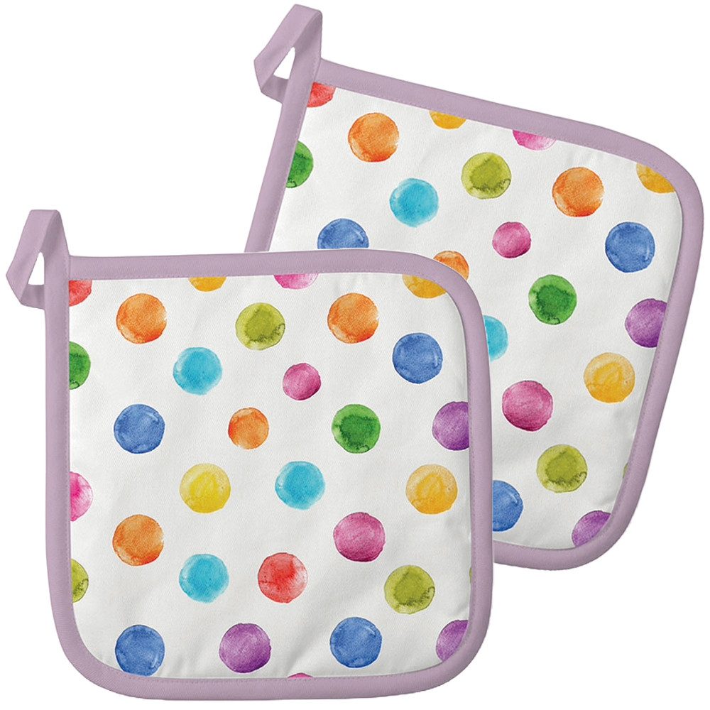 Ambiente® Topflappen Polka Dots, (2-tlg., 2-teilig), hitzebeständig wattiert Pfannen Untersetzer ca.20x20cm