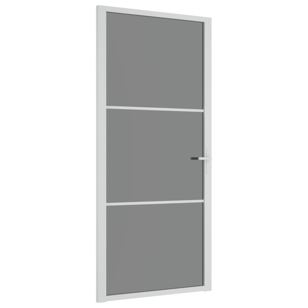 vidaXL Haustür Innentür 93x201,5 cm Weiß ESG-Glas und Aluminium (1-St)