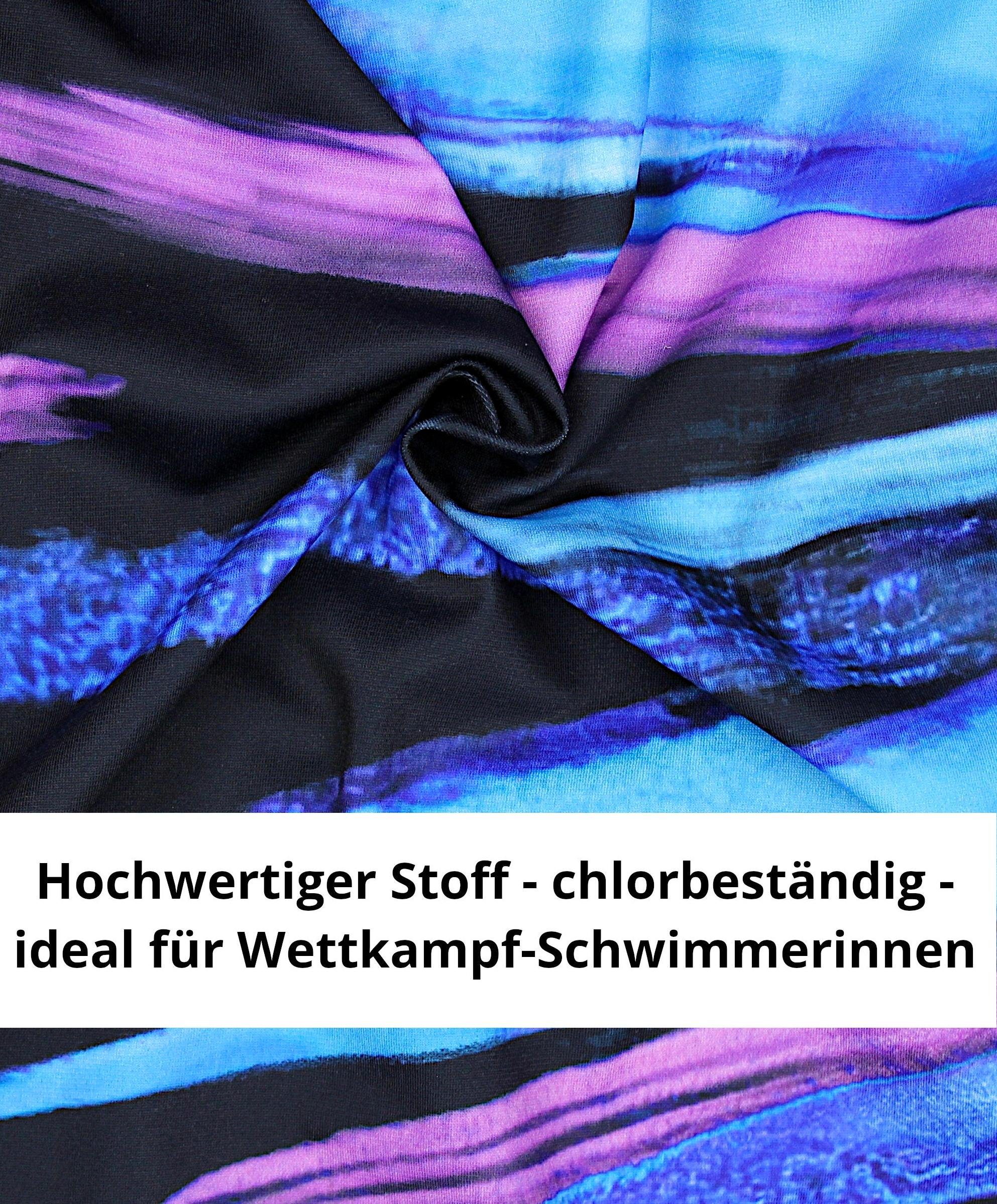 Schwarz Bunte Muscleback Streifen Badeanzug Badeanzug Blau Chlorresistent Aquarti Wettkampf Schwimmanzug Rosa Mädchen /