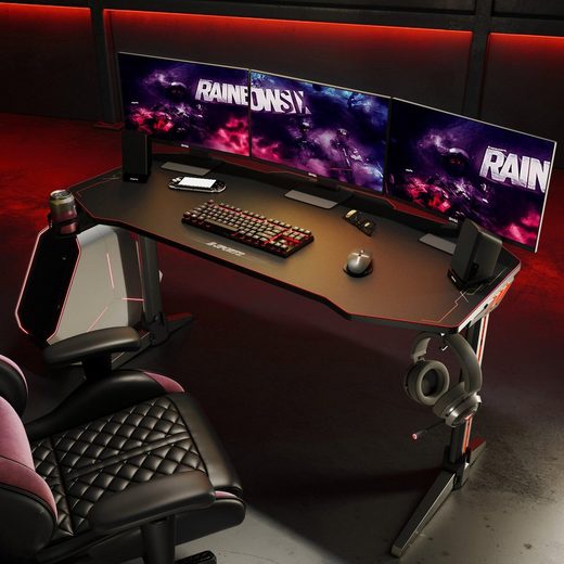SONNI Gamingtisch »RGB Gaming Tisch mit LED Beleuchtung«, Breite 120cm/140cm