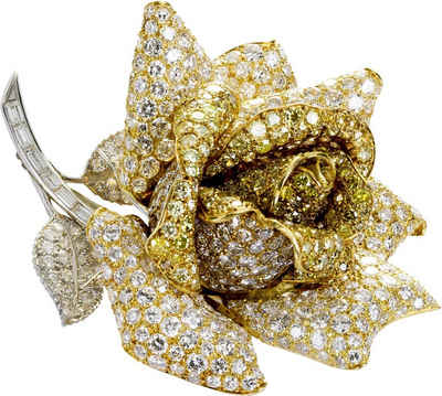 Ch.Abramowicz Kettenanhänger Diamant Designer Rose Gelbgold Weißgold 18kt 520 Diamanten 54,00ct. (1-tlg)