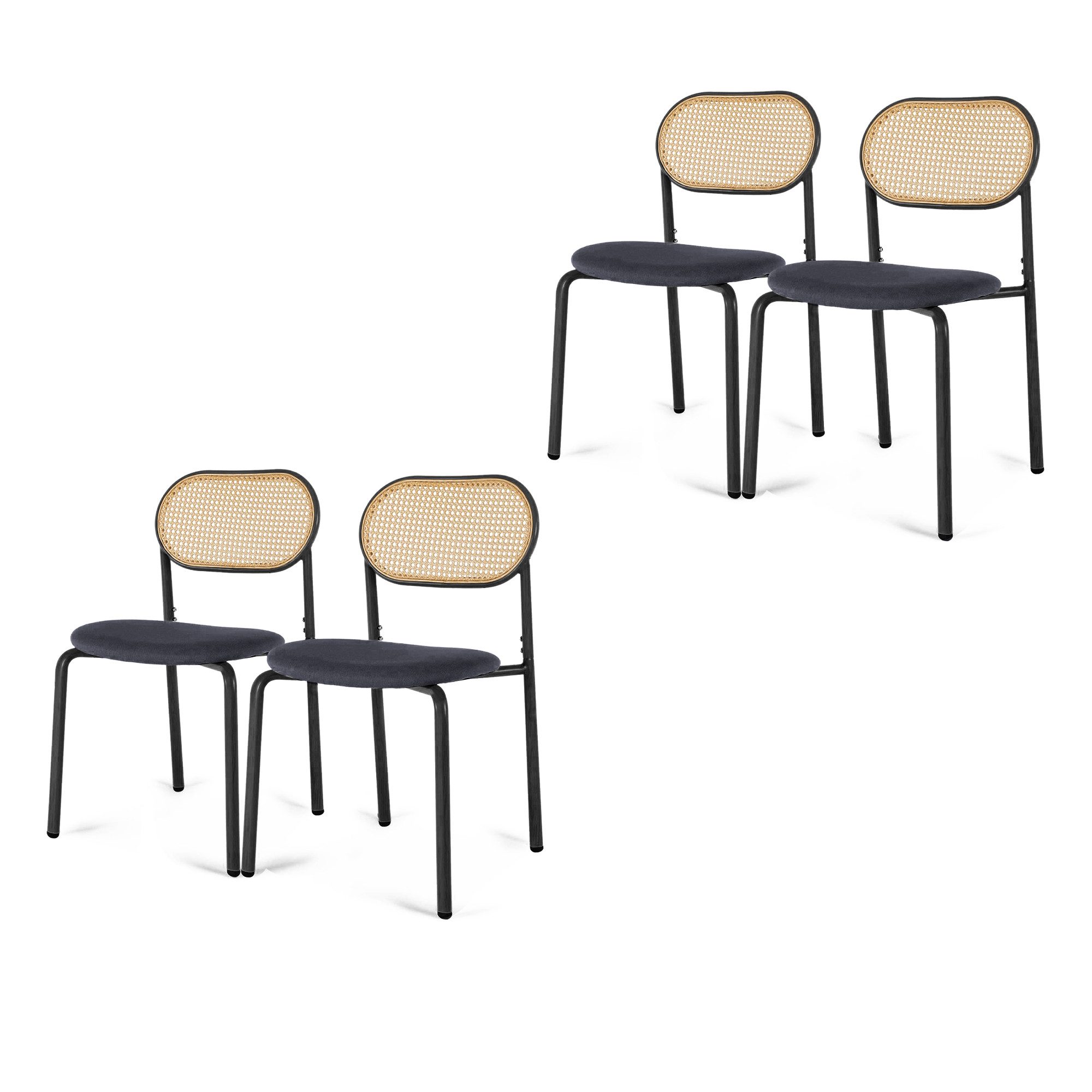 FUROKOY Rattanstuhl Esszimmerstuhl Küchenstuhl mit Rattan-Rückenlehne, günstig online kaufen