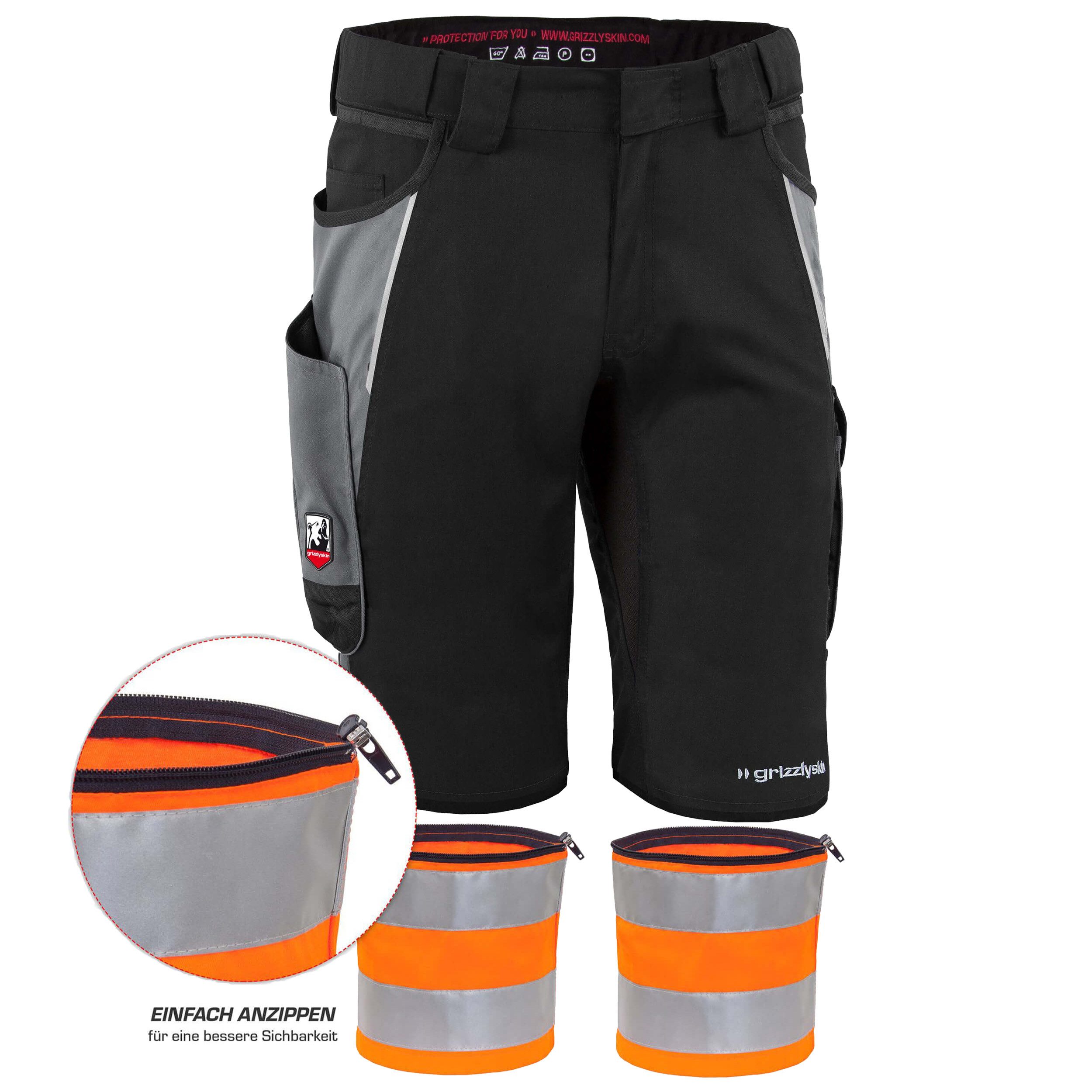 Qualitex Workwear Arbeitsshorts HANDWERKER-BUNDLE IRON Shorts + Kniepolstertasche inklusiv Kniepolster (3-tlg) modern kurze Arbeitshose - 13 Taschen - Strapazierfähig - Atmungsaktiv