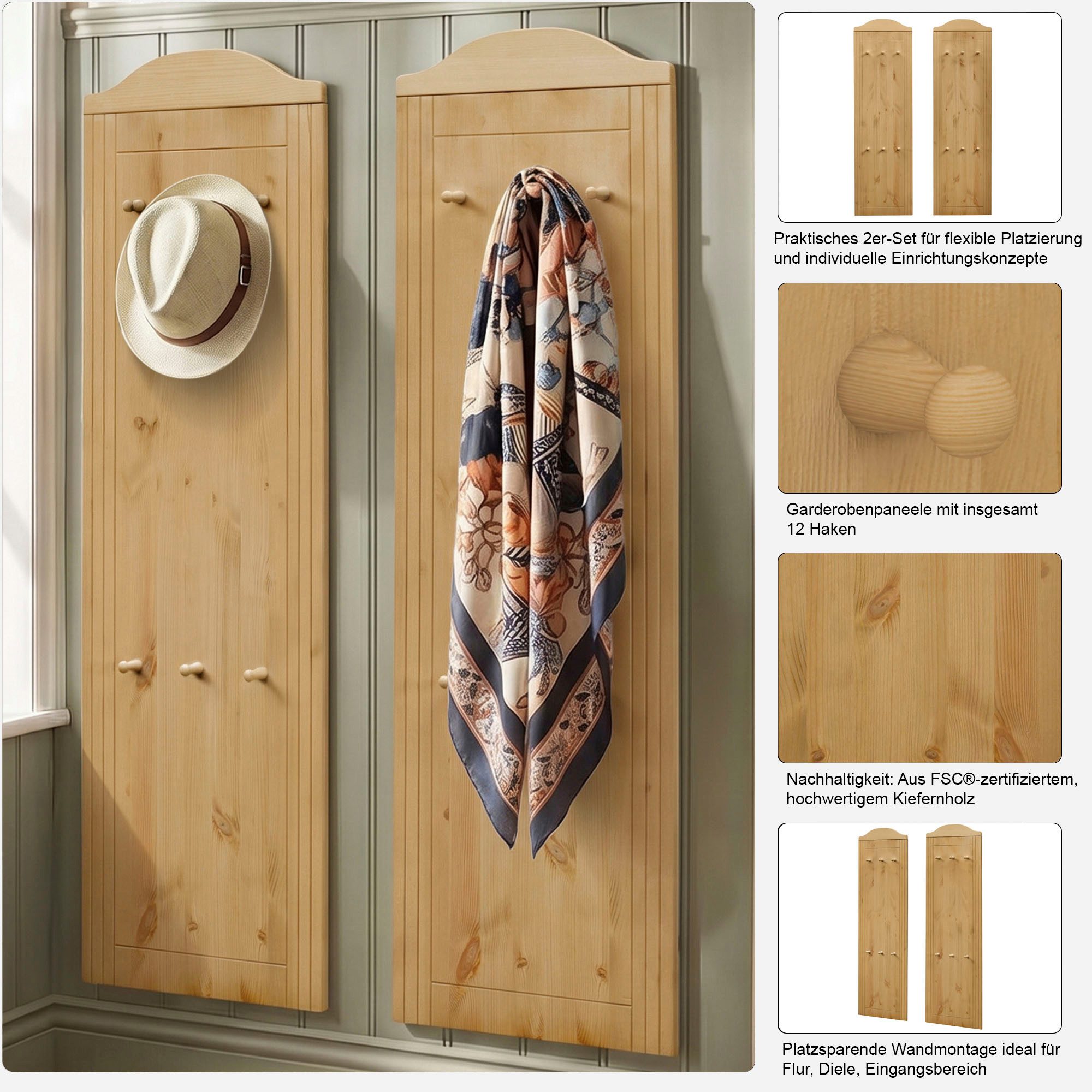 OTTO home Garderobenpaneel Finca, im 2er-Set – Bild 2 von 3