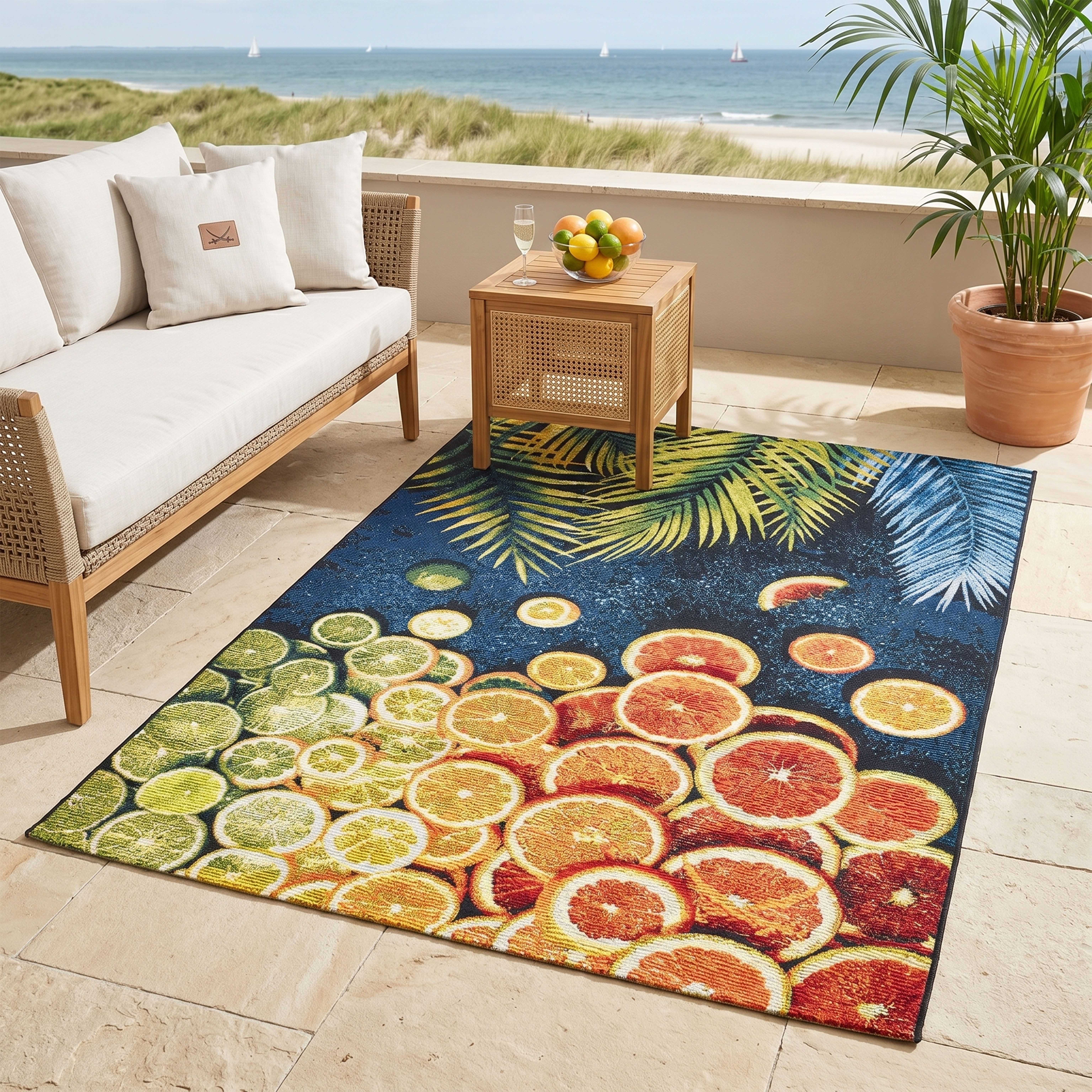 Sansibar Teppich Rantum Beach 004, rechteckig, Höhe: 5 mm, Flachgewebe, modernes Sommer Design, In- und Outdoor geeignet