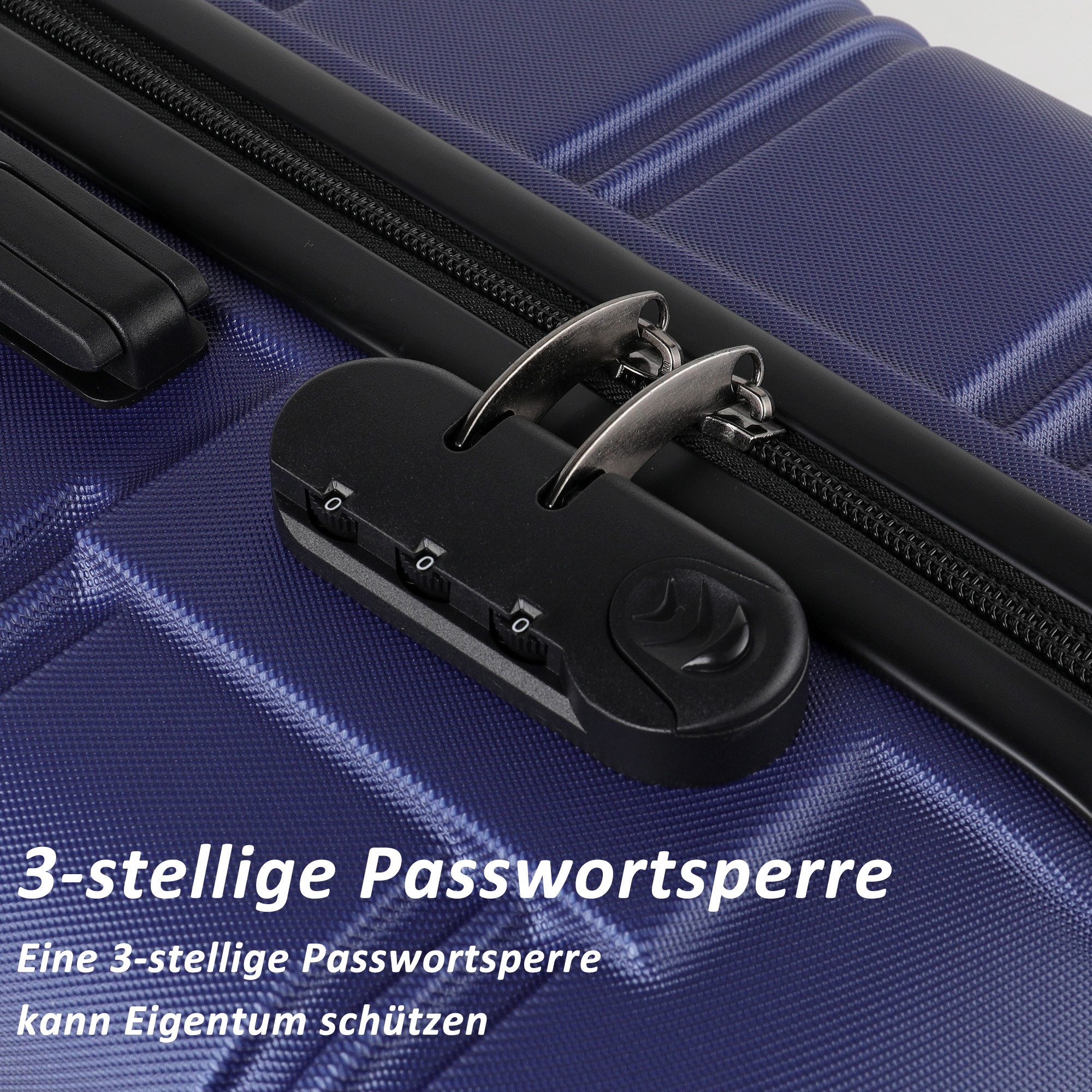 TAN.TOMI Kofferset 3-Tlg ABS Kofferset Rollkoffer Reisekoffer Handgepäckkoffer, 4 Rollen, Leichter Robuster Rollkoffer 360° 4 Rollen und Zahlenschloss