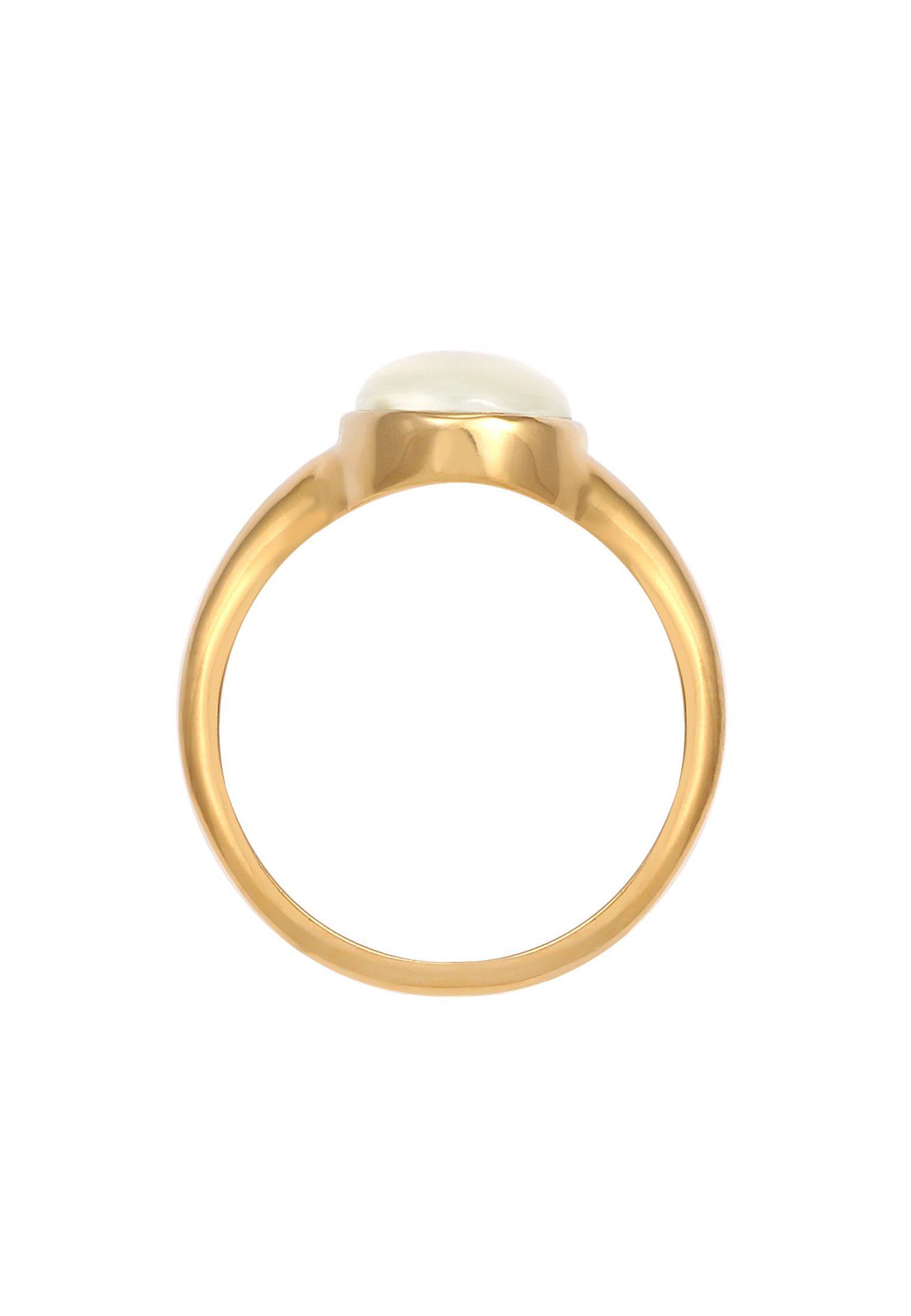 Elli Siegelring Siegelring Mondstein Oval 925 Silber
