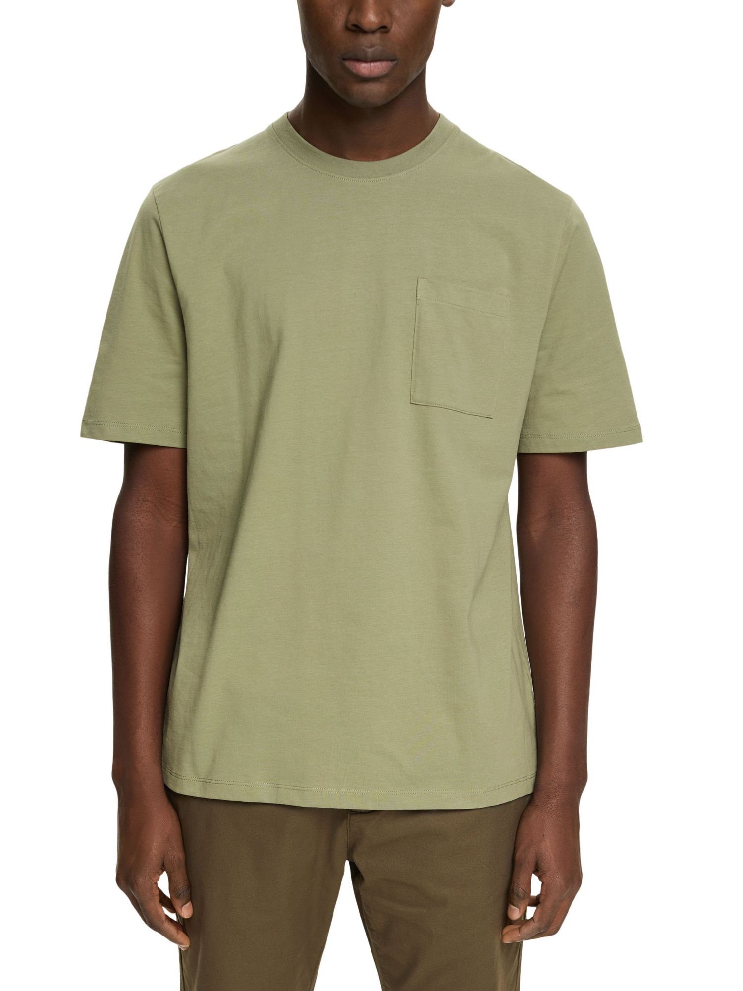 T-Shirt, Jersey LIGHT Baumwolle KHAKI (1-tlg) by T-Shirt Esprit 100% edc