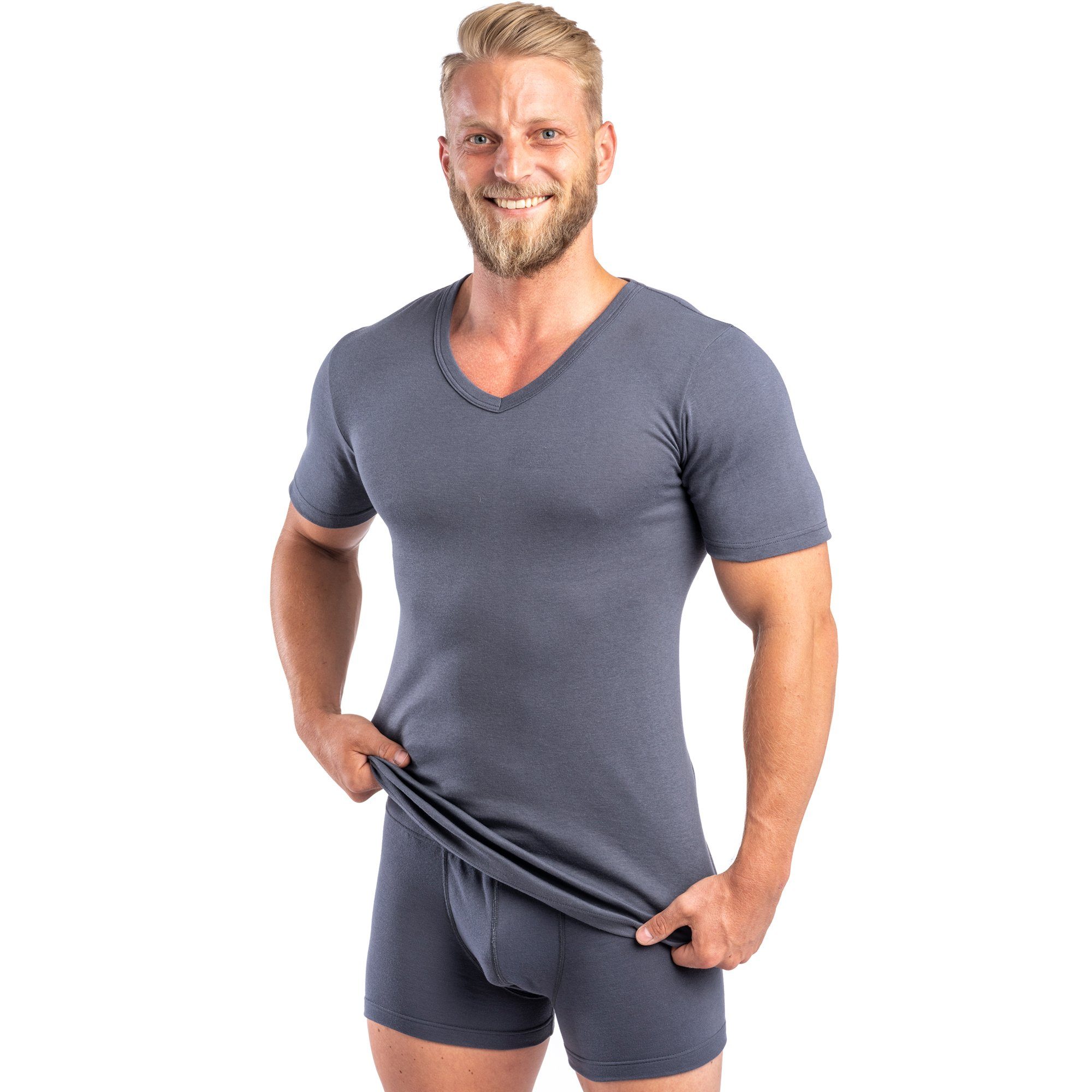 HERMKO Unterziehshirt 16488 2er Pack Herren kurzarm Business Unterhemd m. V günstig online kaufen