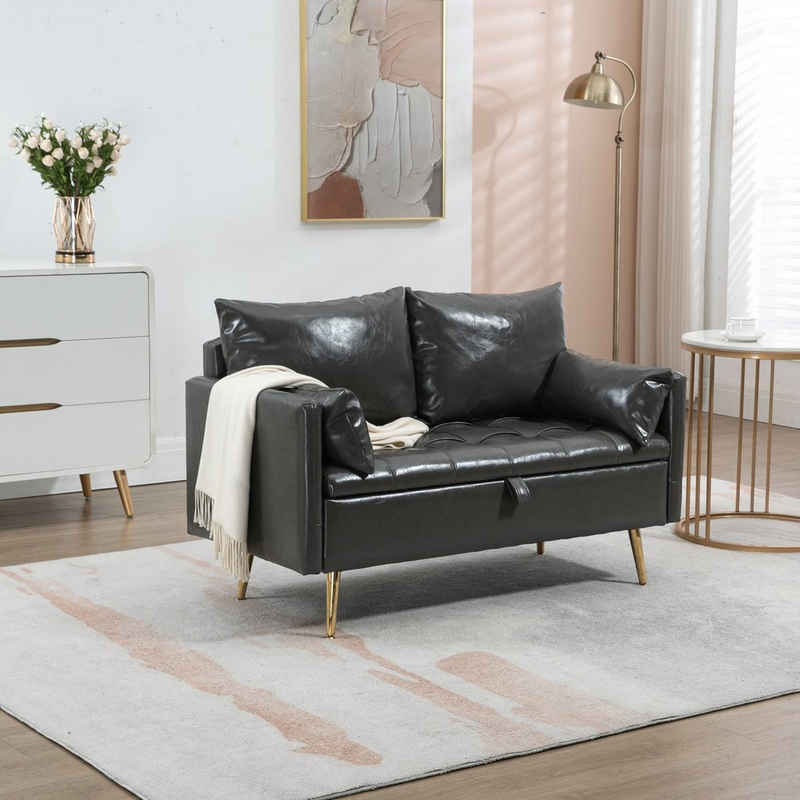 en.casa Sofa, »Sysmä« 2-Sitzer gepolstert Metallfüße Grau