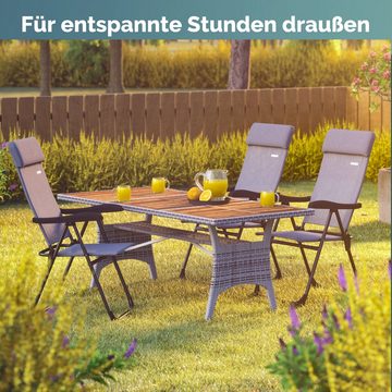 Casaria Gartenstuhl, Klappbar 2er Set 7-fach Verstellbar Alu mit hoher Rückenlehne