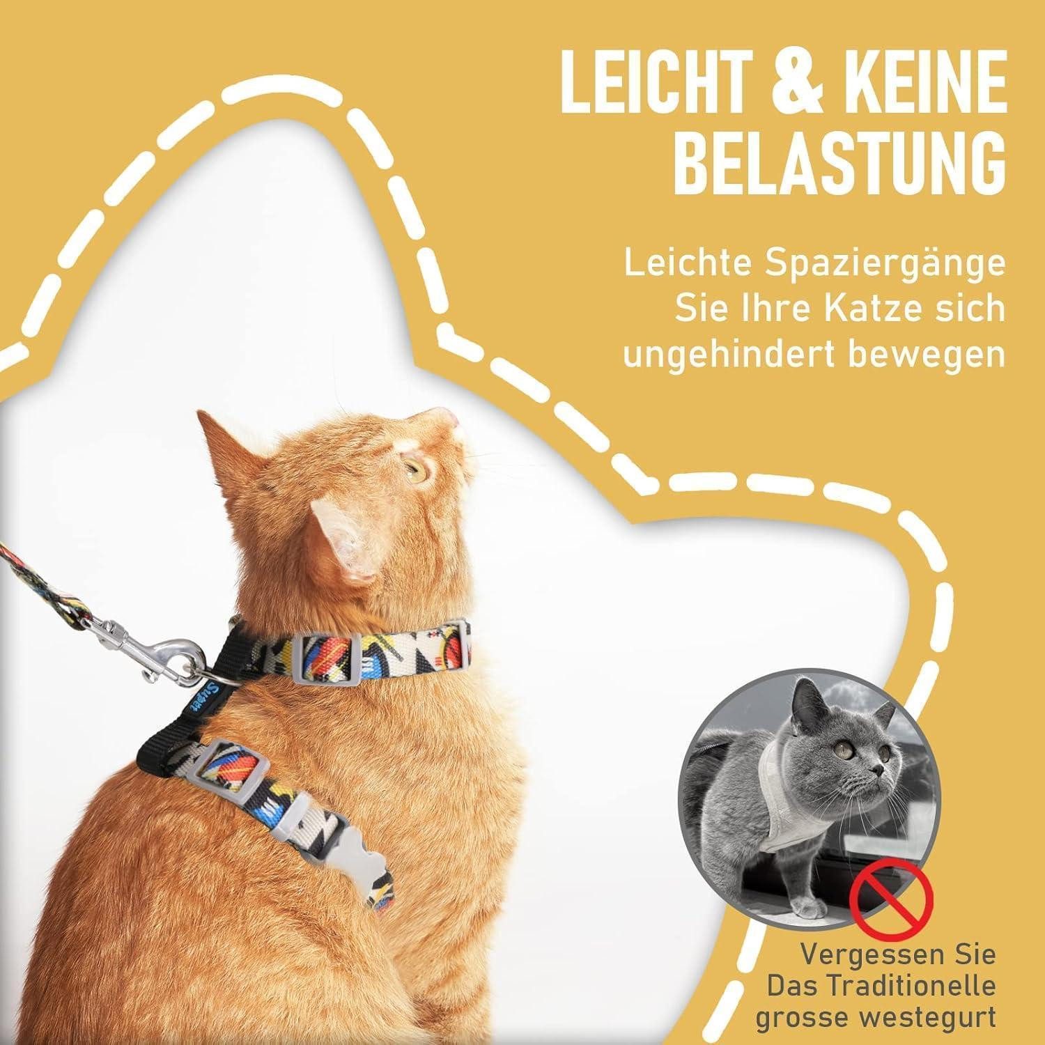 LuxusKollektion Katzen-Geschirr Katzengeschirr ausbruchsicher M (Brustumfang: 35.6-53.3 cm) Schwarz