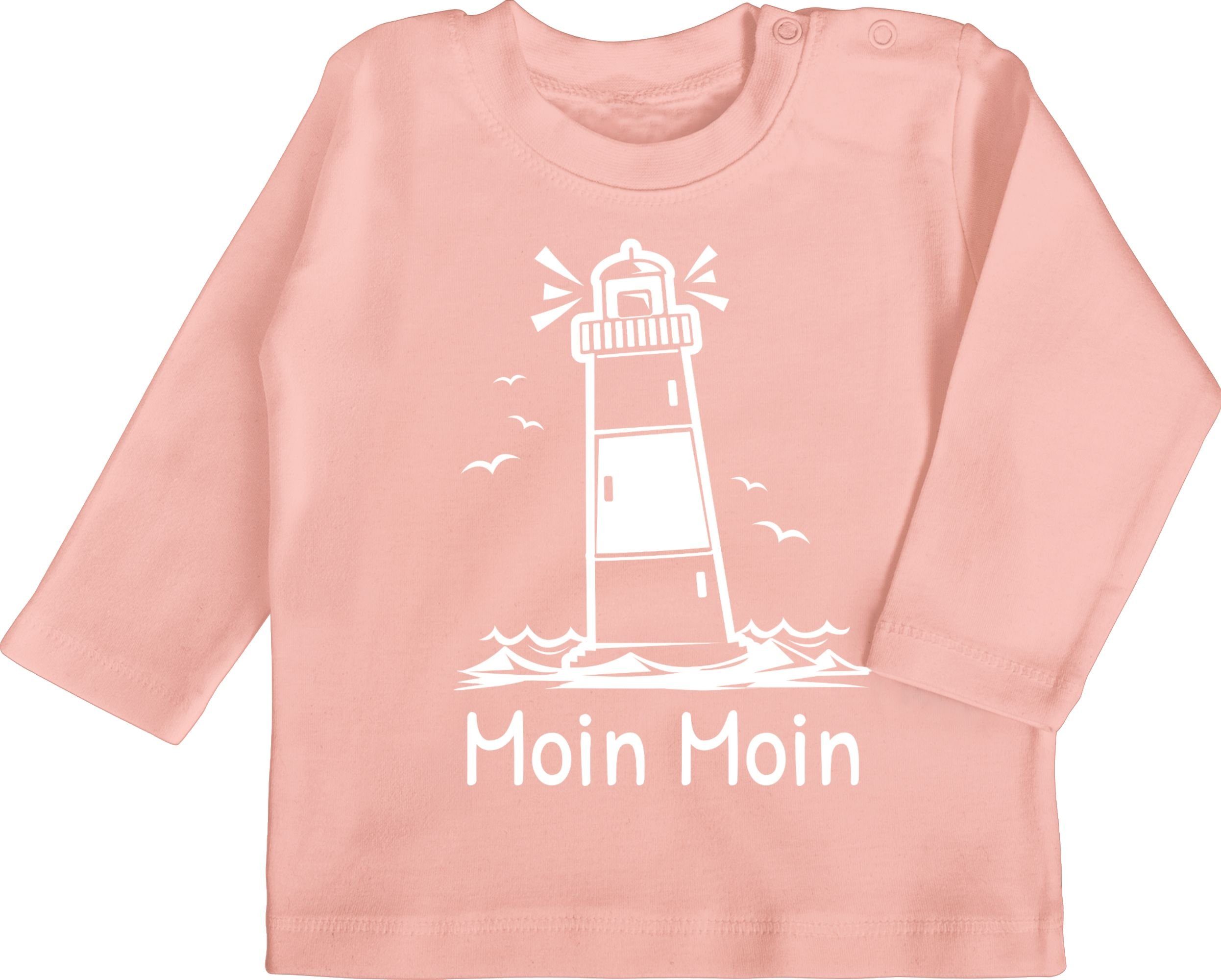 T-Shirt Baby Moin Sprüche Moin Babyrosa Leuchtturm 2 Shirtracer -
